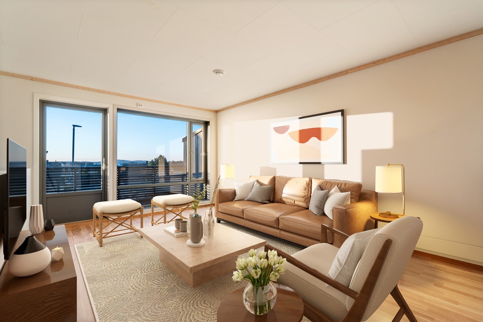 Digitalt møblert stue Galleribilde