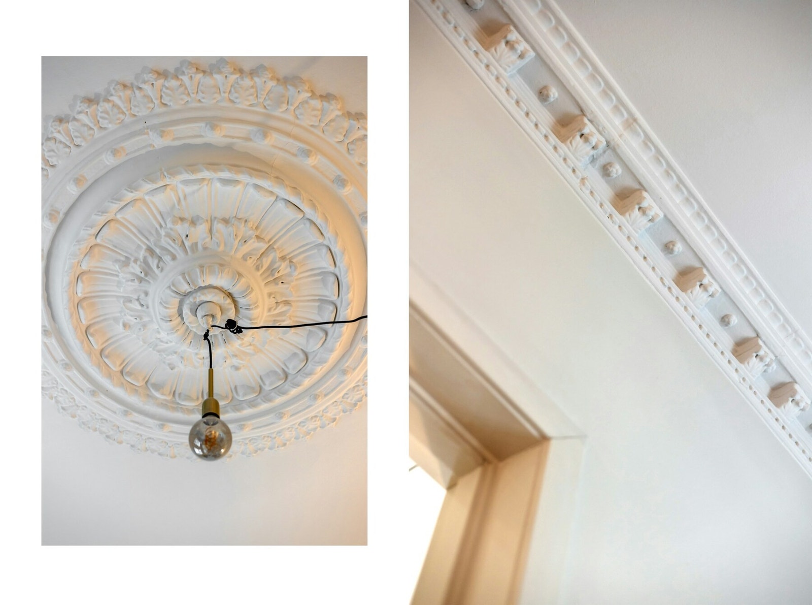 Stuen er preget av flotte klassiske detaljer som stukkatur og rosett som gir rommet et tidløst uttrykk Galleribilde