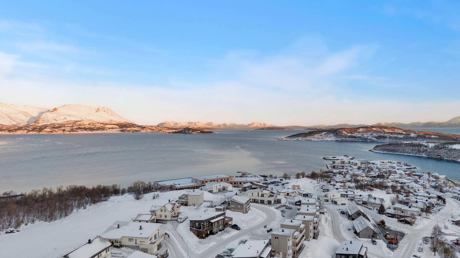 Dronefoto av nabolaget. Galleribilde