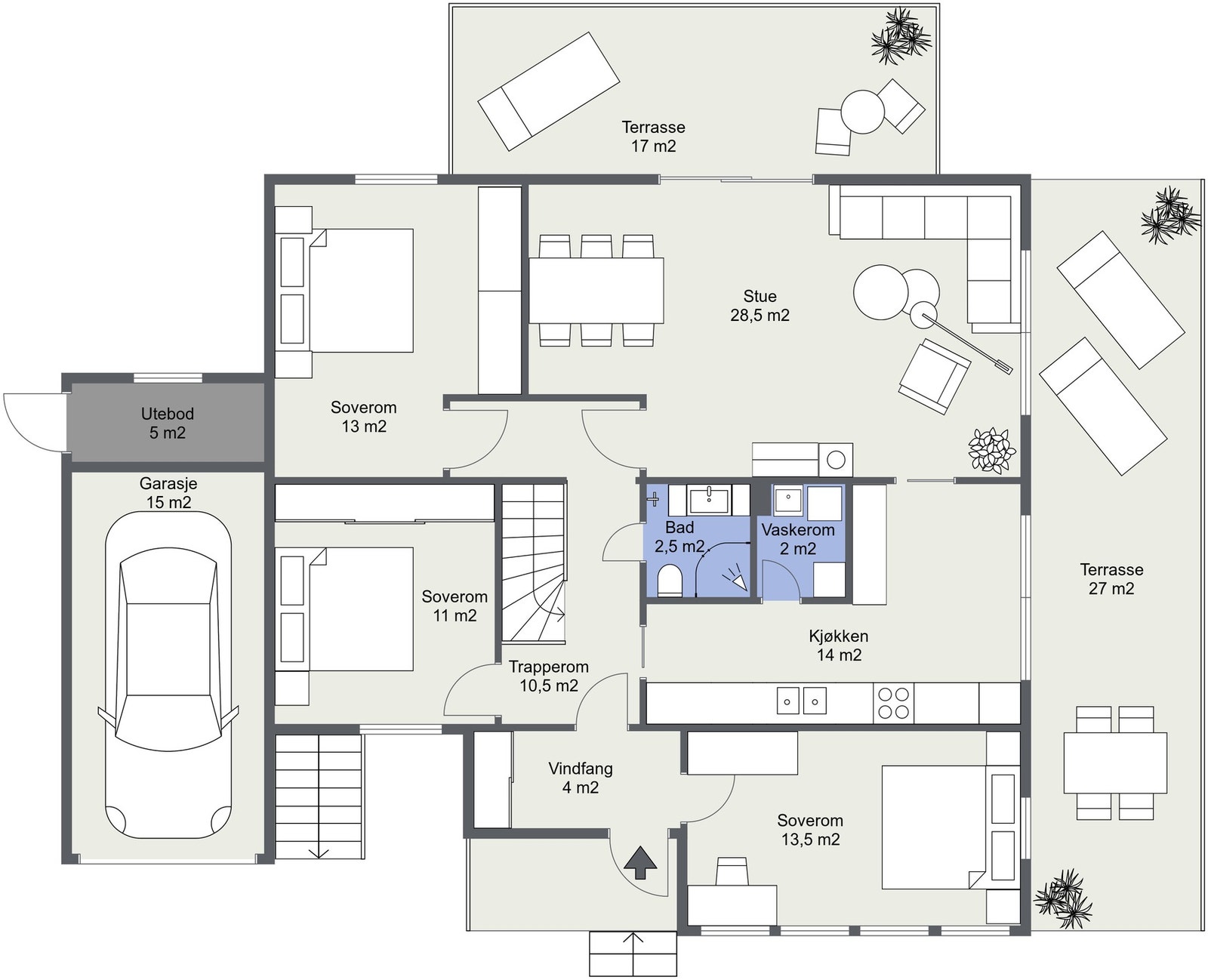 Alternativ plantegning med soverom nr. 3 Galleribilde