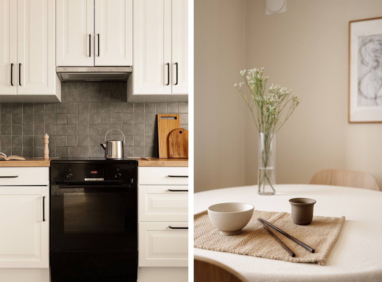 Det er opplegg og plass til kjøleskap, oppvaskmaskin og komfyr. Galleribilde