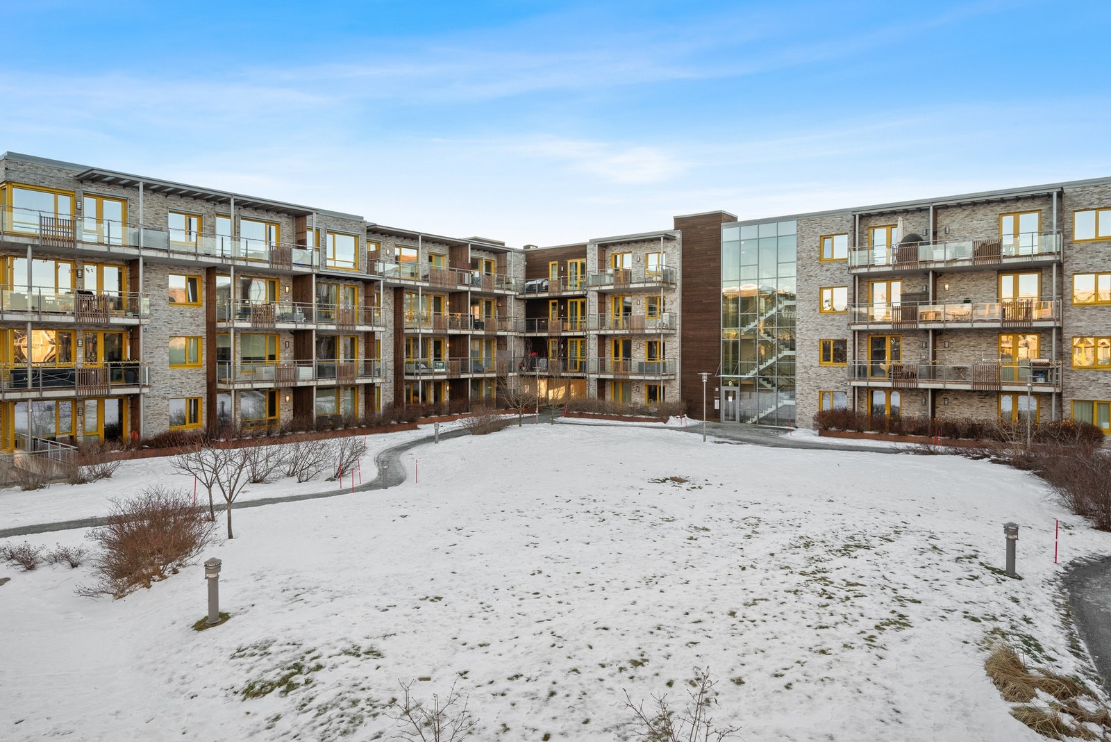 Leiligheten ligger i ett boligområde fra 2017. Galleribilde