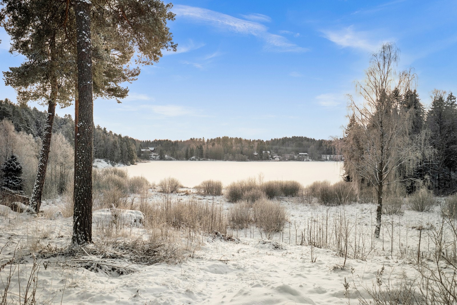 Tomten er noe naturtomt men er også opparbeidet med store plenareal og asfaltert gårdsplass. Galleribilde