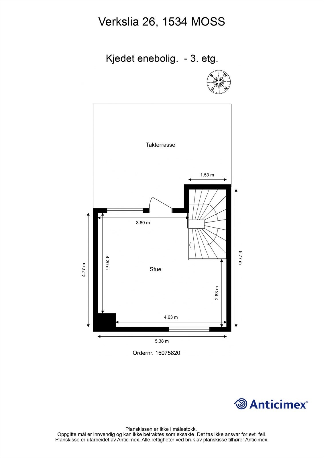 Veiledende skisse av tredje etasje / øvre plan. Galleribilde