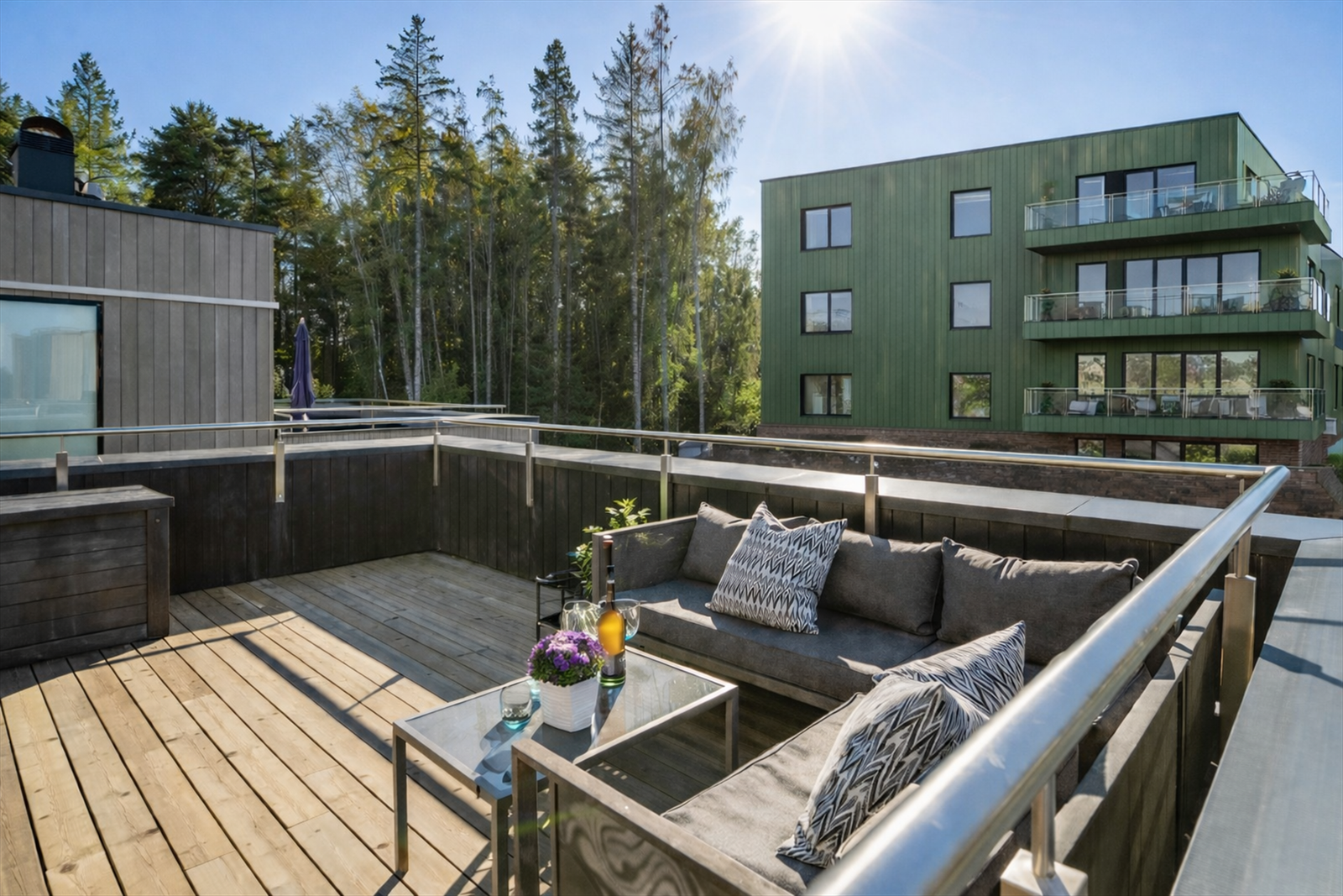 Bildet er AI-generert og er ment for å vise plassering på bygget i front. Byggets utforming avviker fra tegninger fra utbygger. Galleribilde