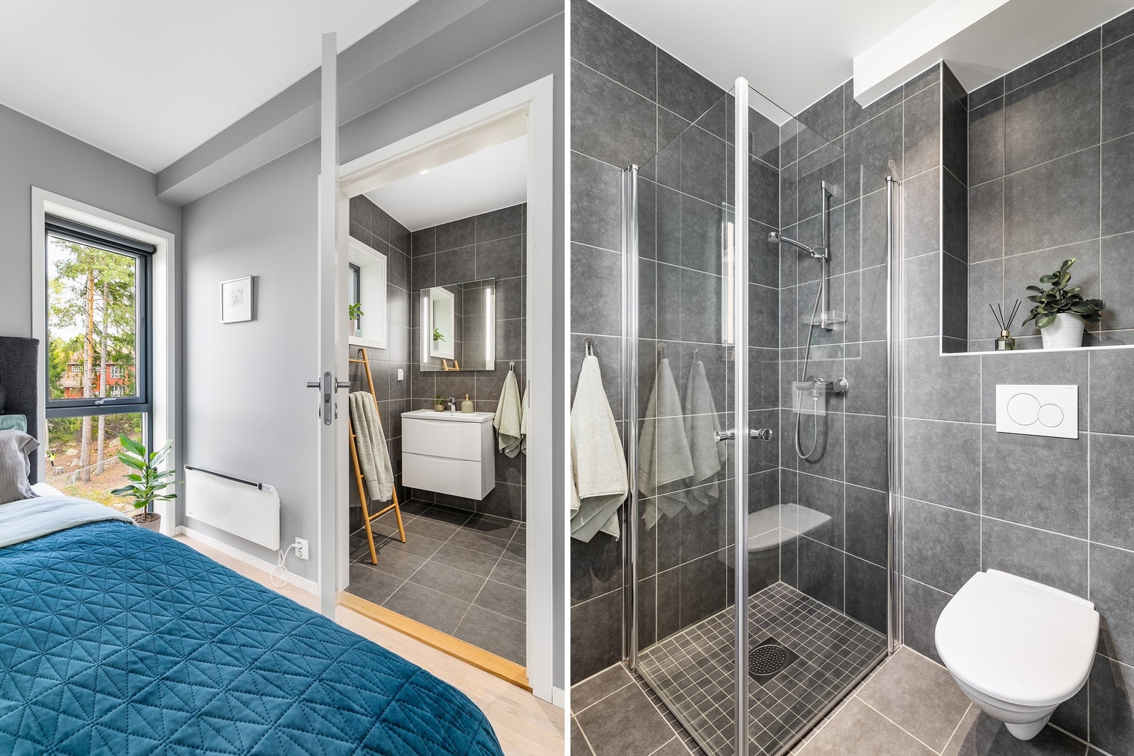 Hovedsoverommet har eget bad, en prisverdig kvalitet som i det daglige er like praktisk som bekvemmelig. Galleribilde