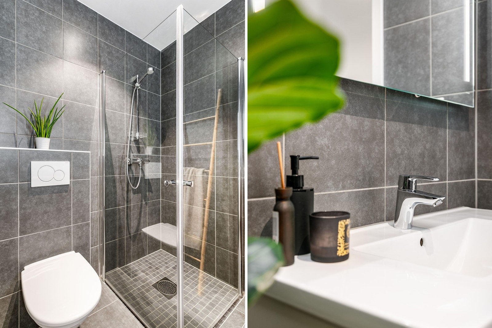 Begge bad er fullt utstyrt med blant annet dusjhjørne. Galleribilde