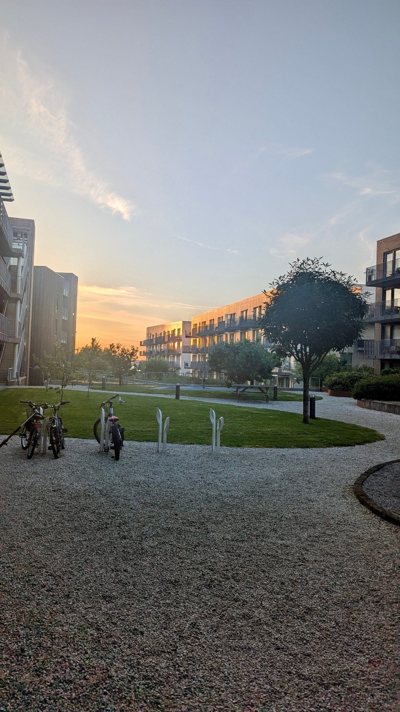 Flott bakgård med lekeplass og sykkelparkering Galleribilde