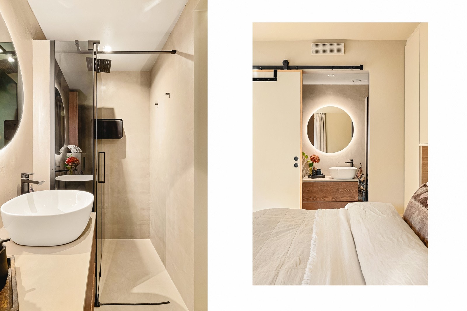 - Flott dusjnisje med ny dusjvegg i mørk utførelse, samt svart fossefall-dusj - Galleribilde