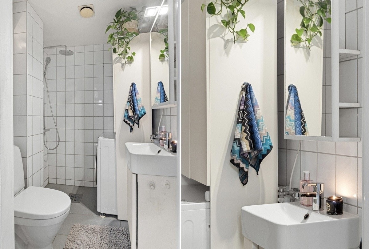 overskap over vaskemaskin. Kombi Vaskemaskin/tørketrommel medfølger Galleribilde