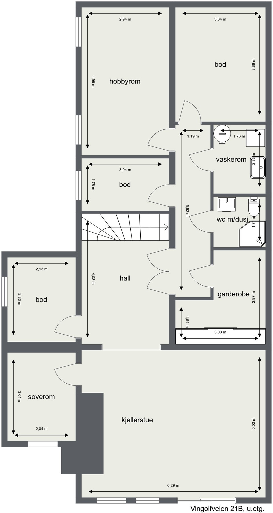 Plantegning kjeller Galleribilde