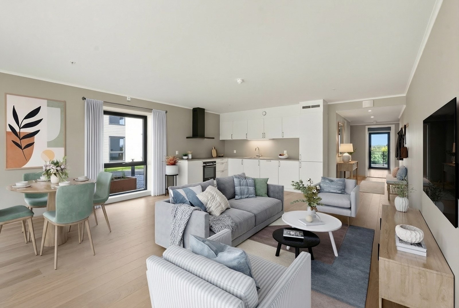 Leiligheten har en gjennomført god standard. Kjøkken fra Drømmekjøkken med integrerte hvitevarer Galleribilde