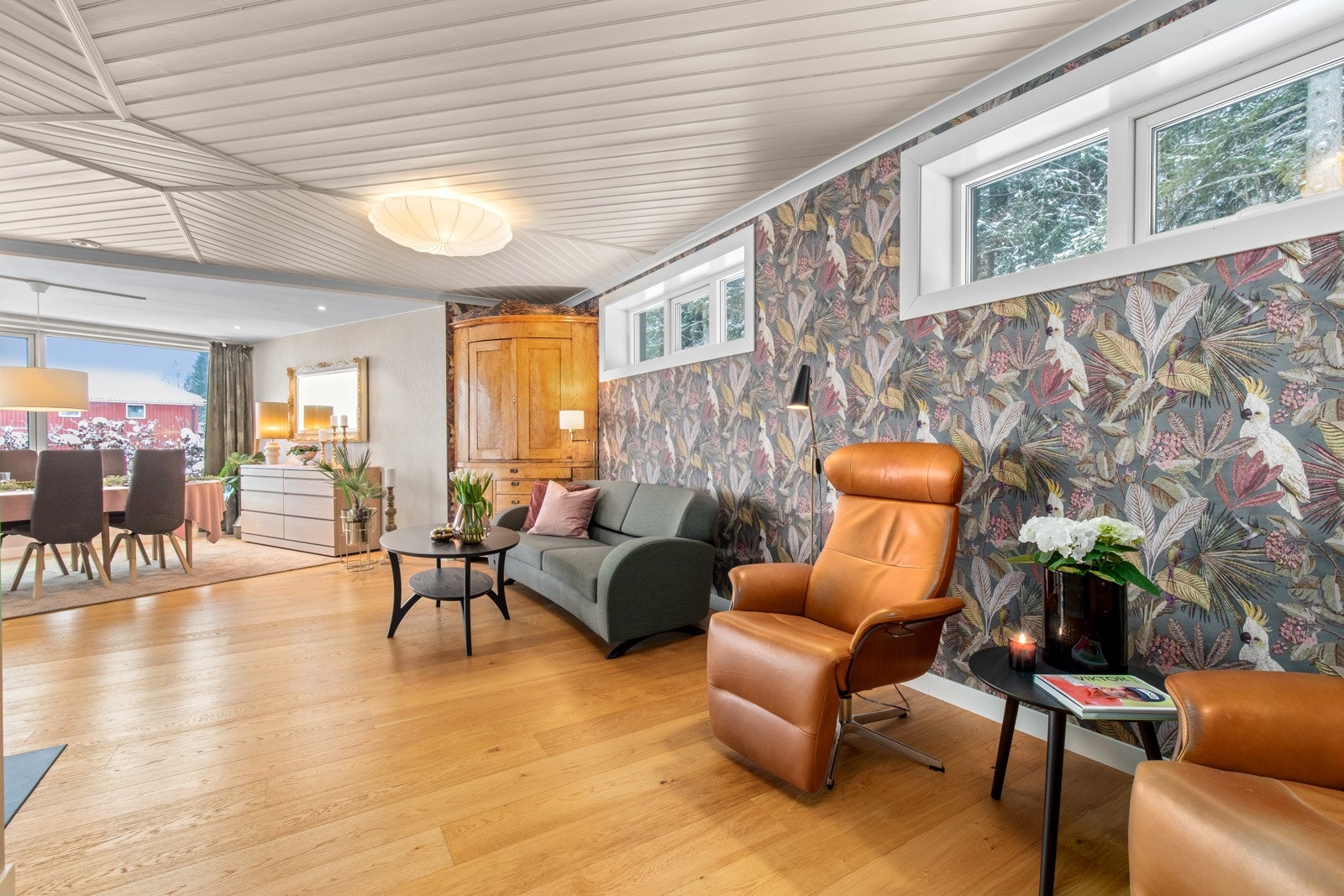 Detaljfoto tapet i stue Galleribilde