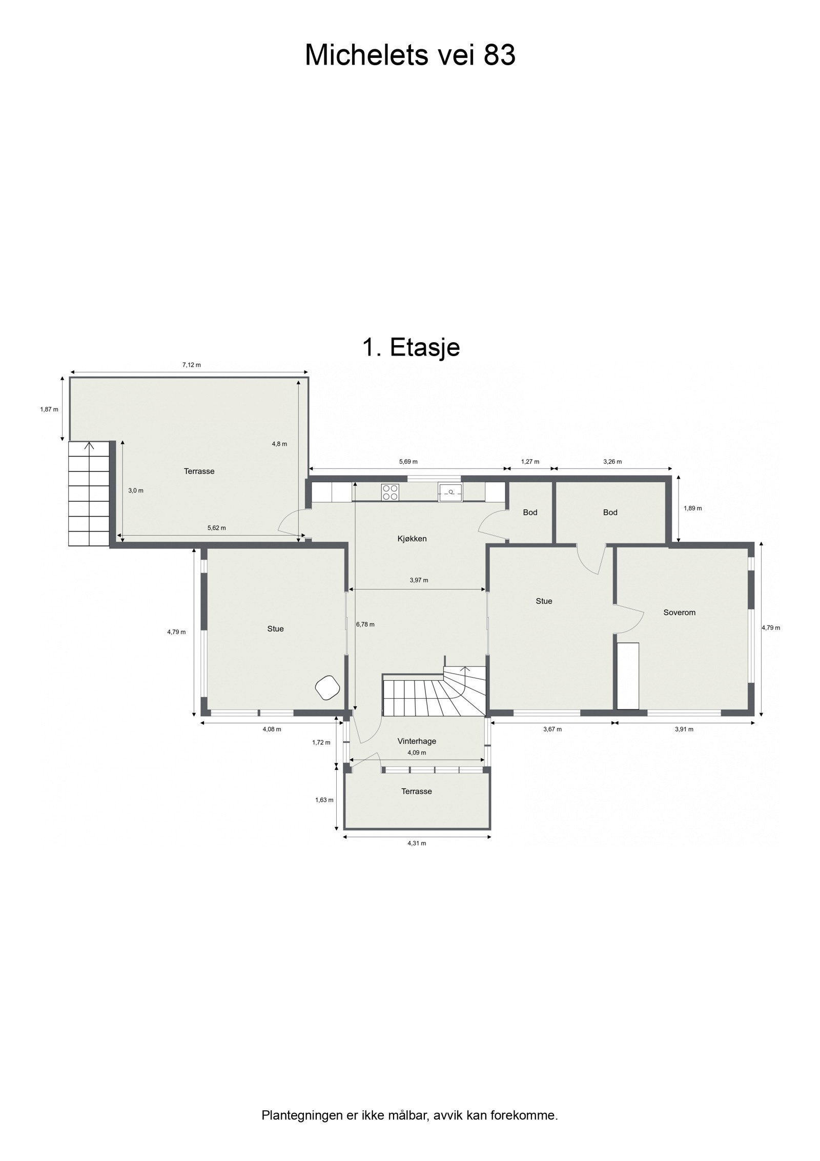 Plantegning 1. etasje Galleribilde