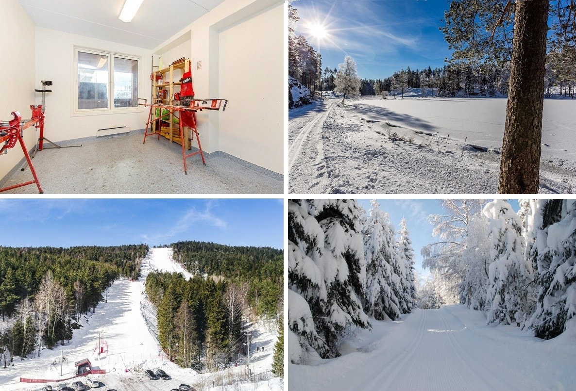 Sameiet har felles smørebod og umiddelbar nærhet skiløyper innover Lillomarka om vinteren samt Oslo Skisenter i Grefsenkleiva. Galleribilde