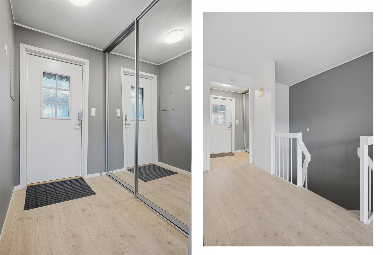 Romslig entré med stor skyvedørsgarderobe. Galleribilde