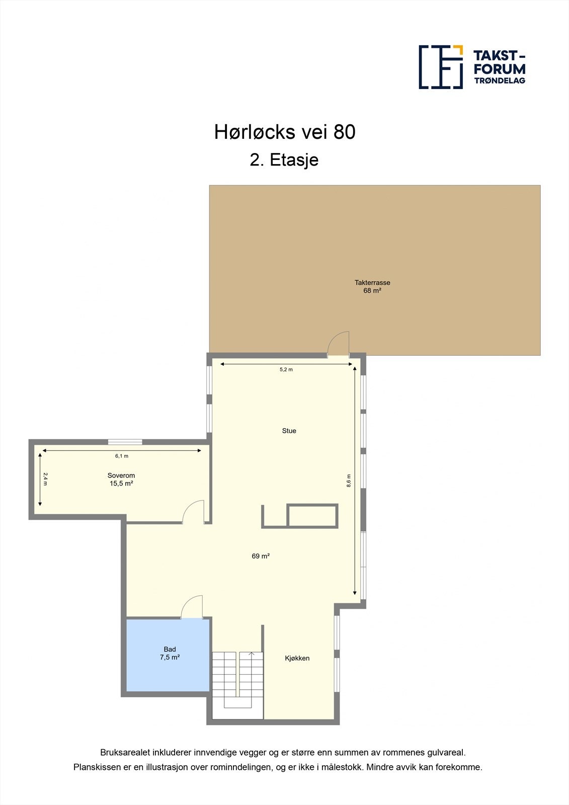 Velkommen inn - i 2. etasje finner vi stue/kjøkken, bad og et soverom med walk-in garderobe. Galleribilde