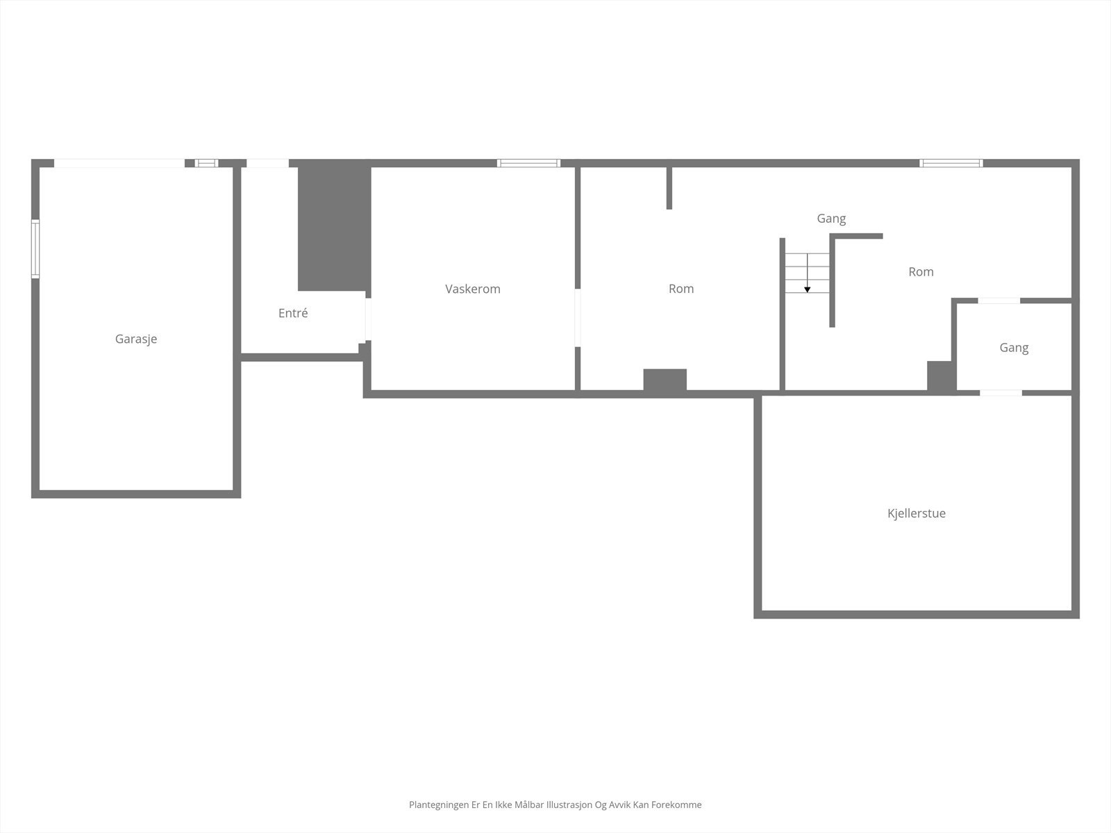 Plantegning sokkeletasje med garasje - Separat inngang direkte til vaskerom og trapp opp Galleribilde