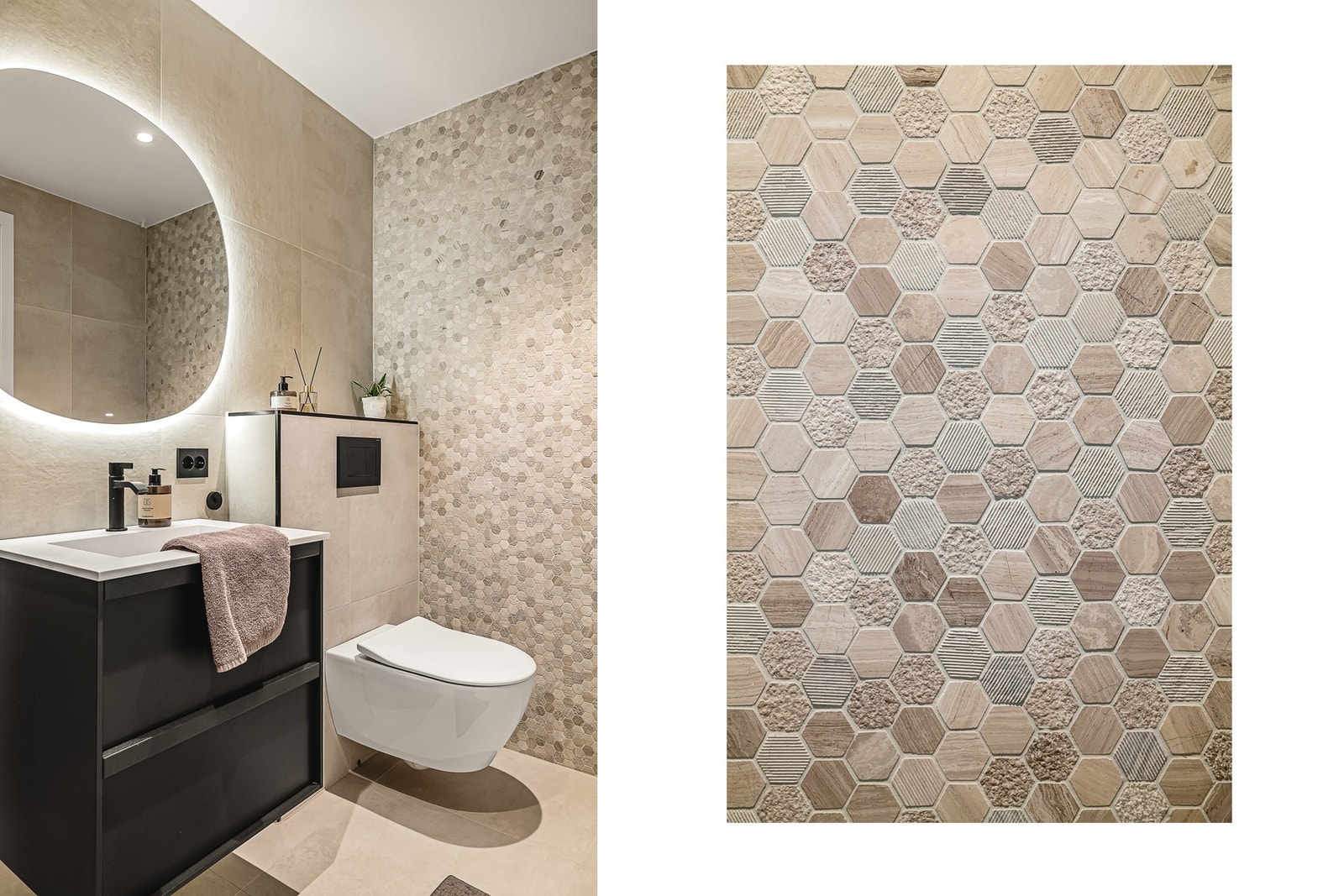 Rommet er helfliset med varmekabler i gulv. Galleribilde