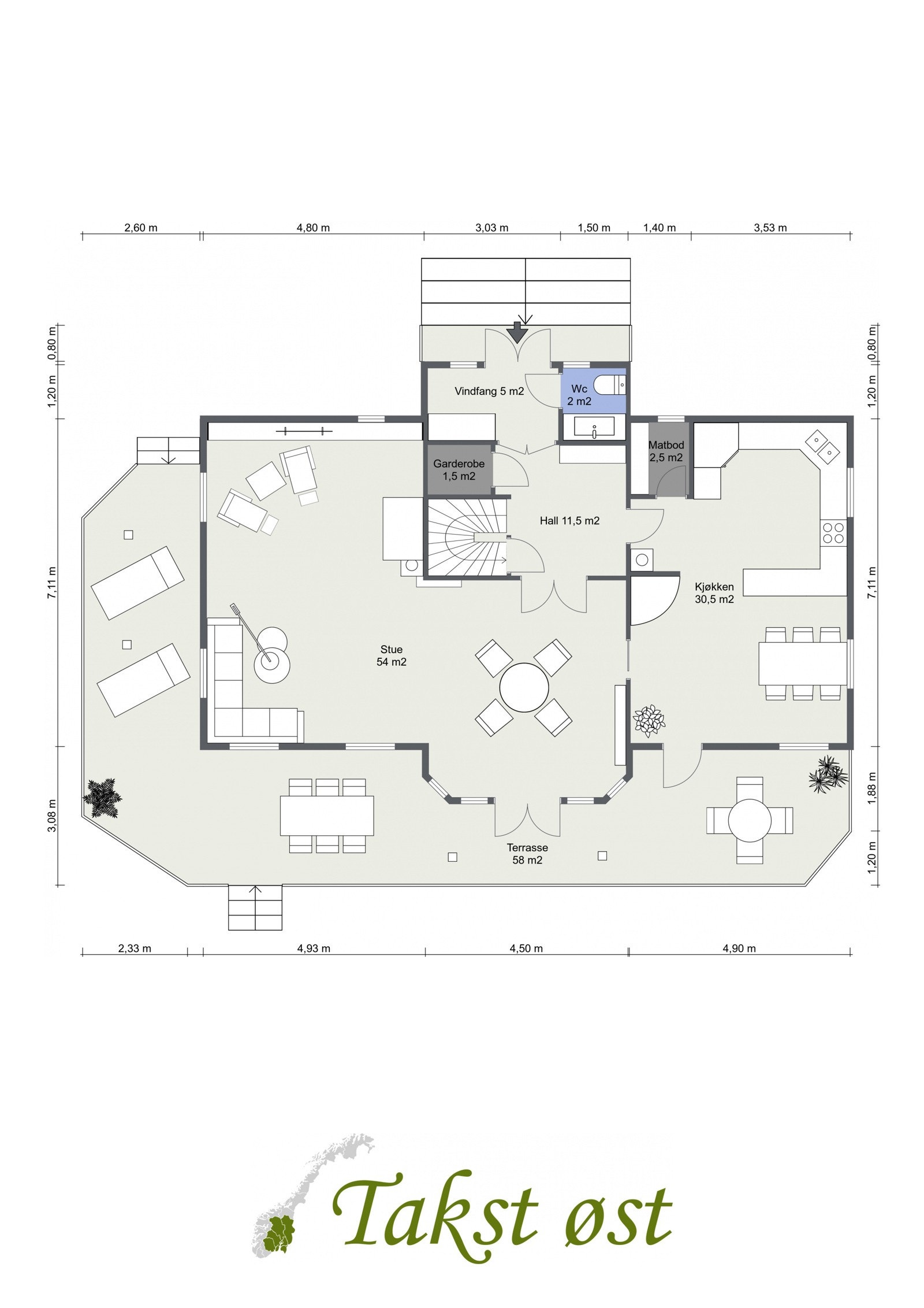 2-D plantegning 1. etasje Galleribilde