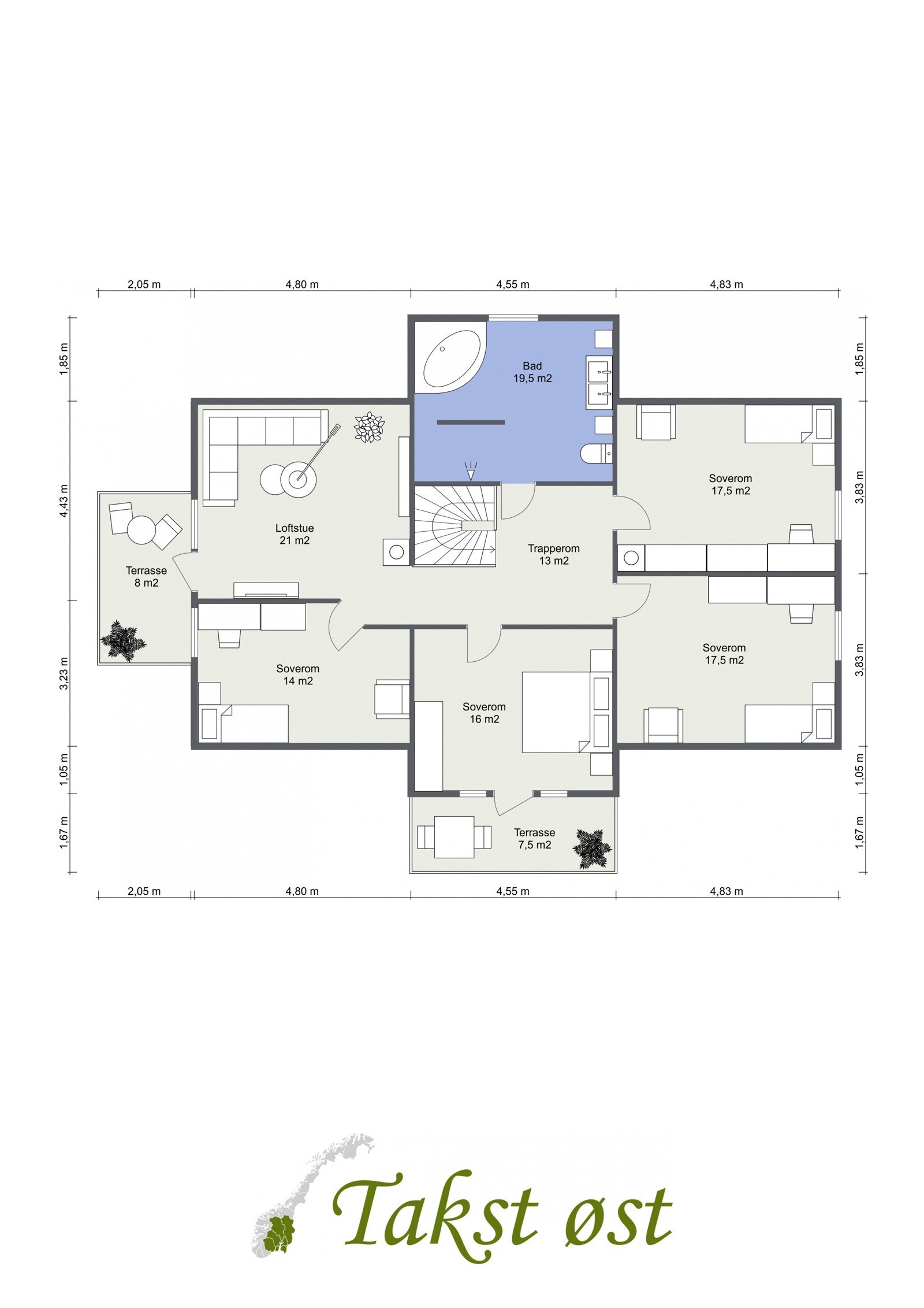 2-D plantegning 2- etasje Galleribilde