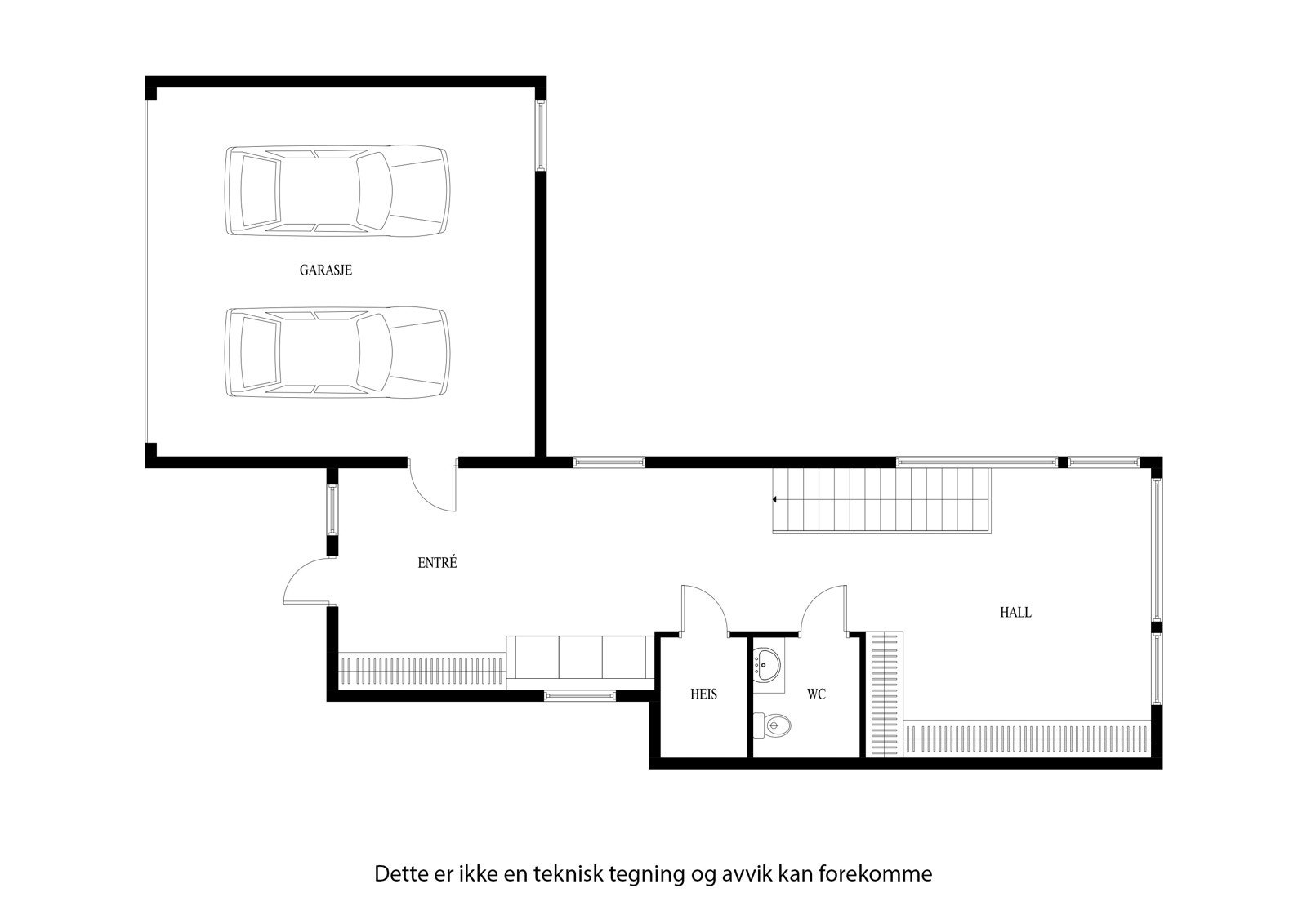 Plantegning 3. etg med hovedinngang Galleribilde