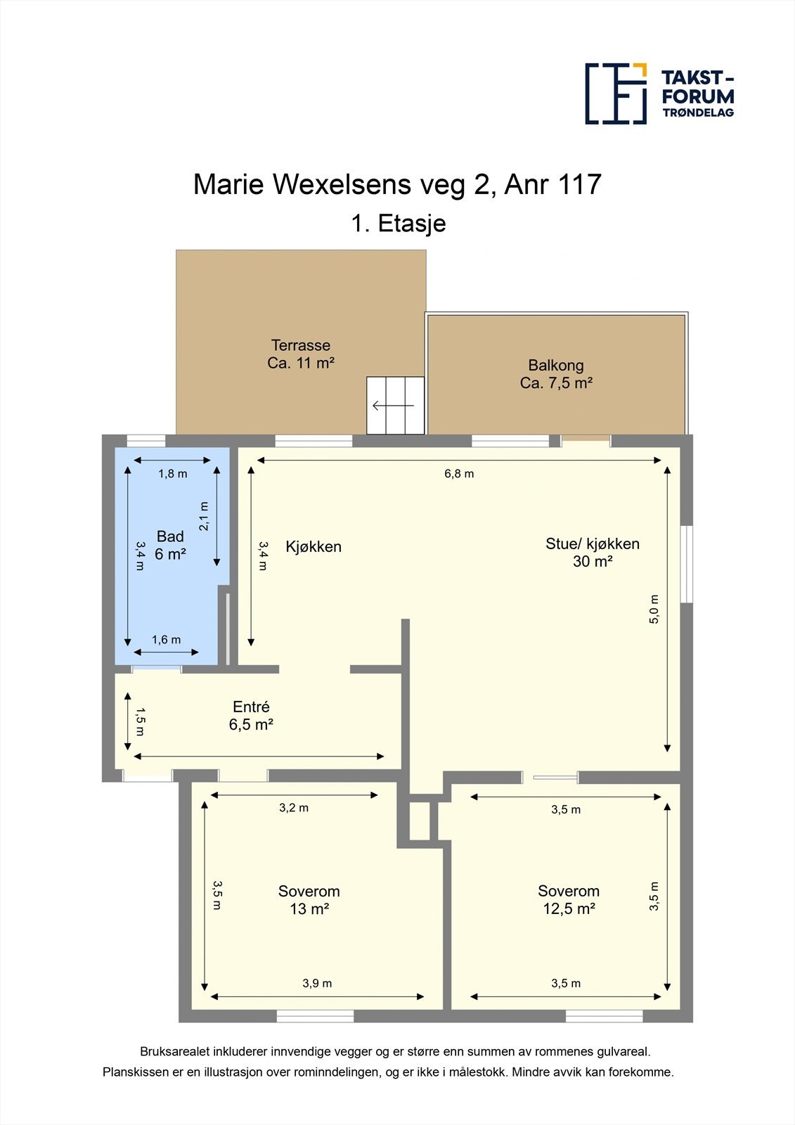 Plantegning. Leiligheten er ombygd og har en smart planløsning. Galleribilde