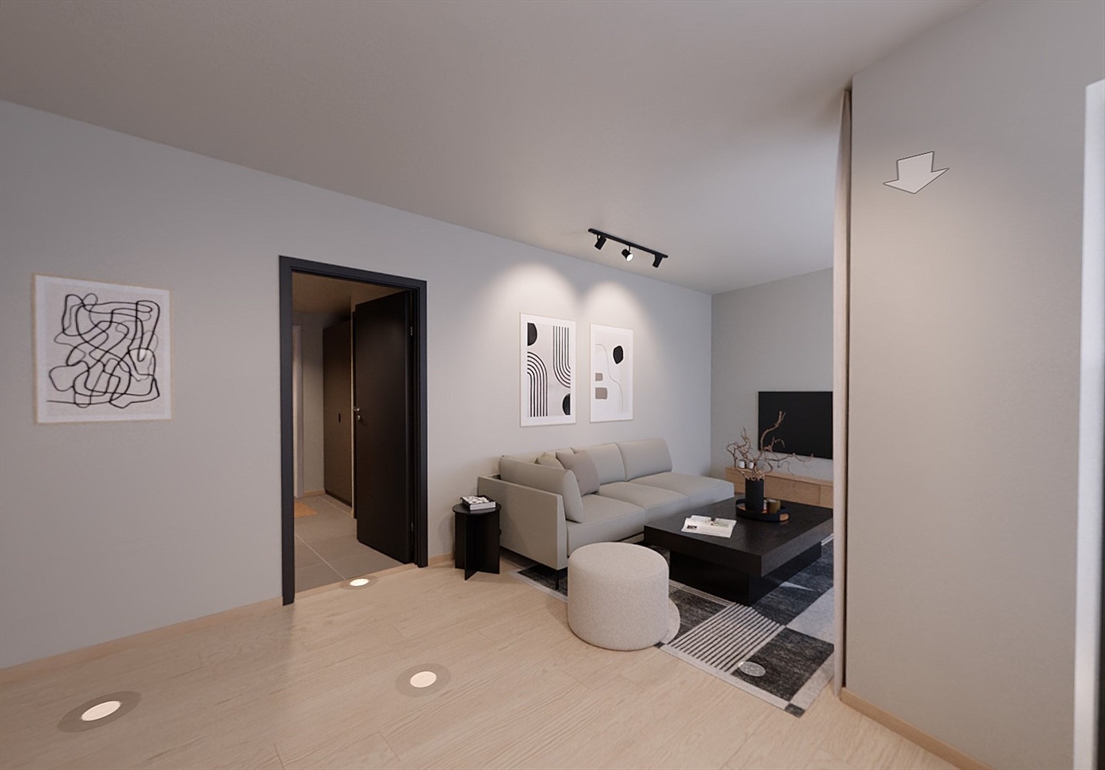 Generell illustrasjon | Leiligheten har en stue på ca. 21,7 m² med åpen kjøkkenløsning. Avvik kan forekomme. Se mer info på https://bolig.skanska.no/prosjekter/roa-x Galleribilde