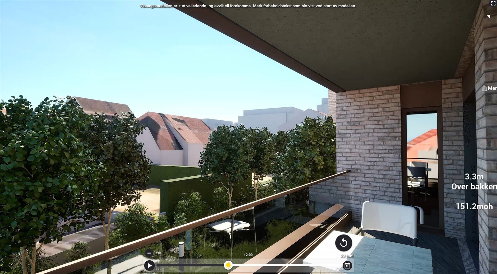 Illustrasjon | Utsyn fra den sørøstvendte balkongen på ca. 8 m². Avvik kan forekomme. Avvik kan forekomme. Galleribilde