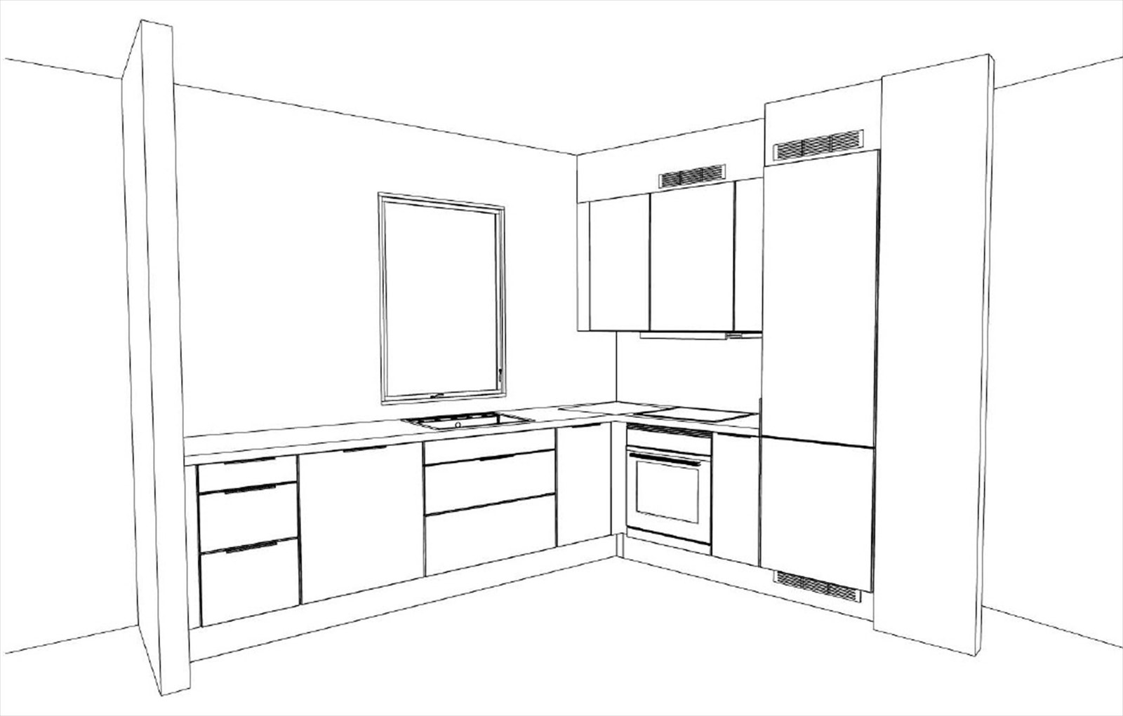 Illustrasjon kjøkken | Kjøkkentegning fra denne leiligheten. HTH er leverandør. Galleribilde