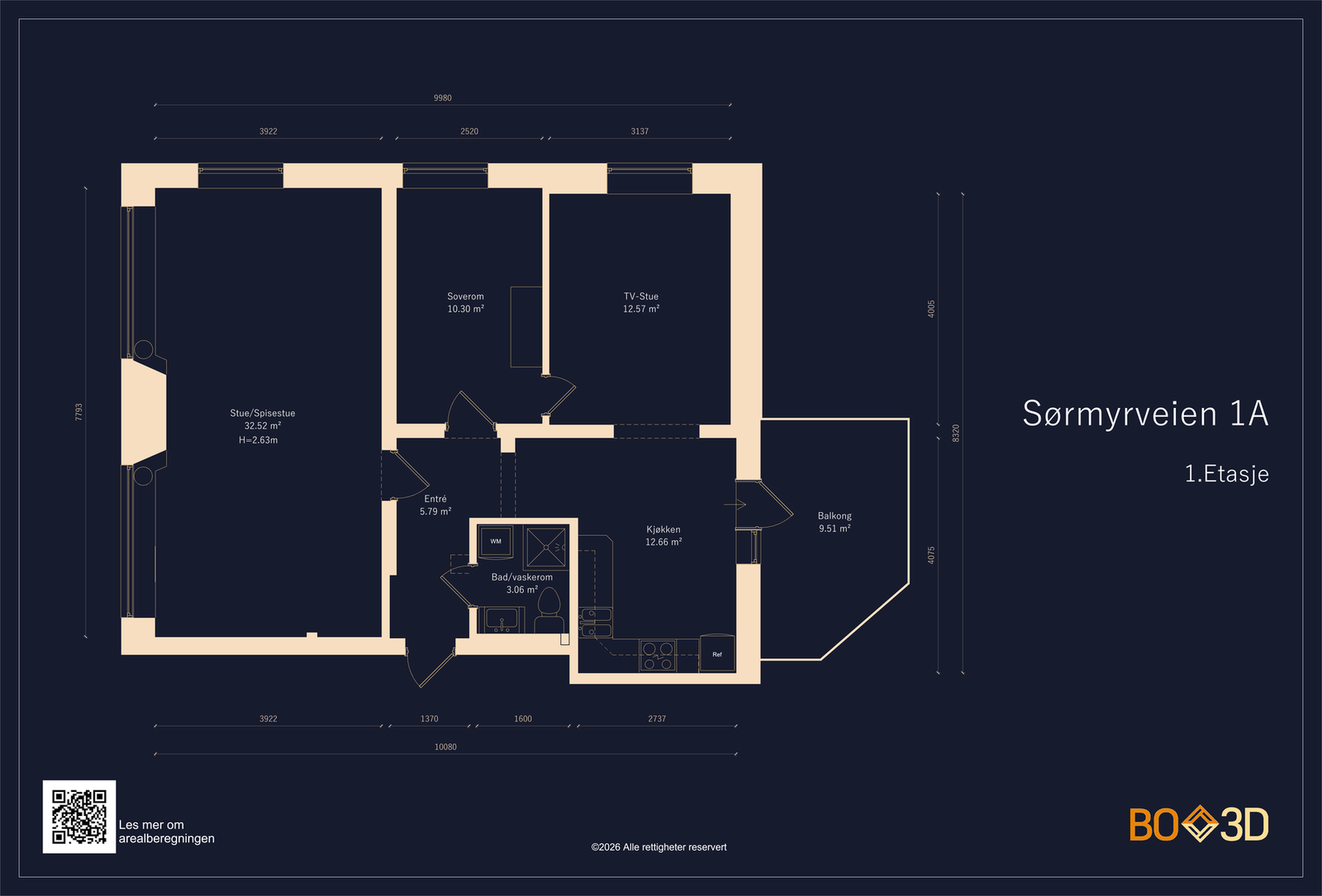 Målsatt plantegning. Galleribilde