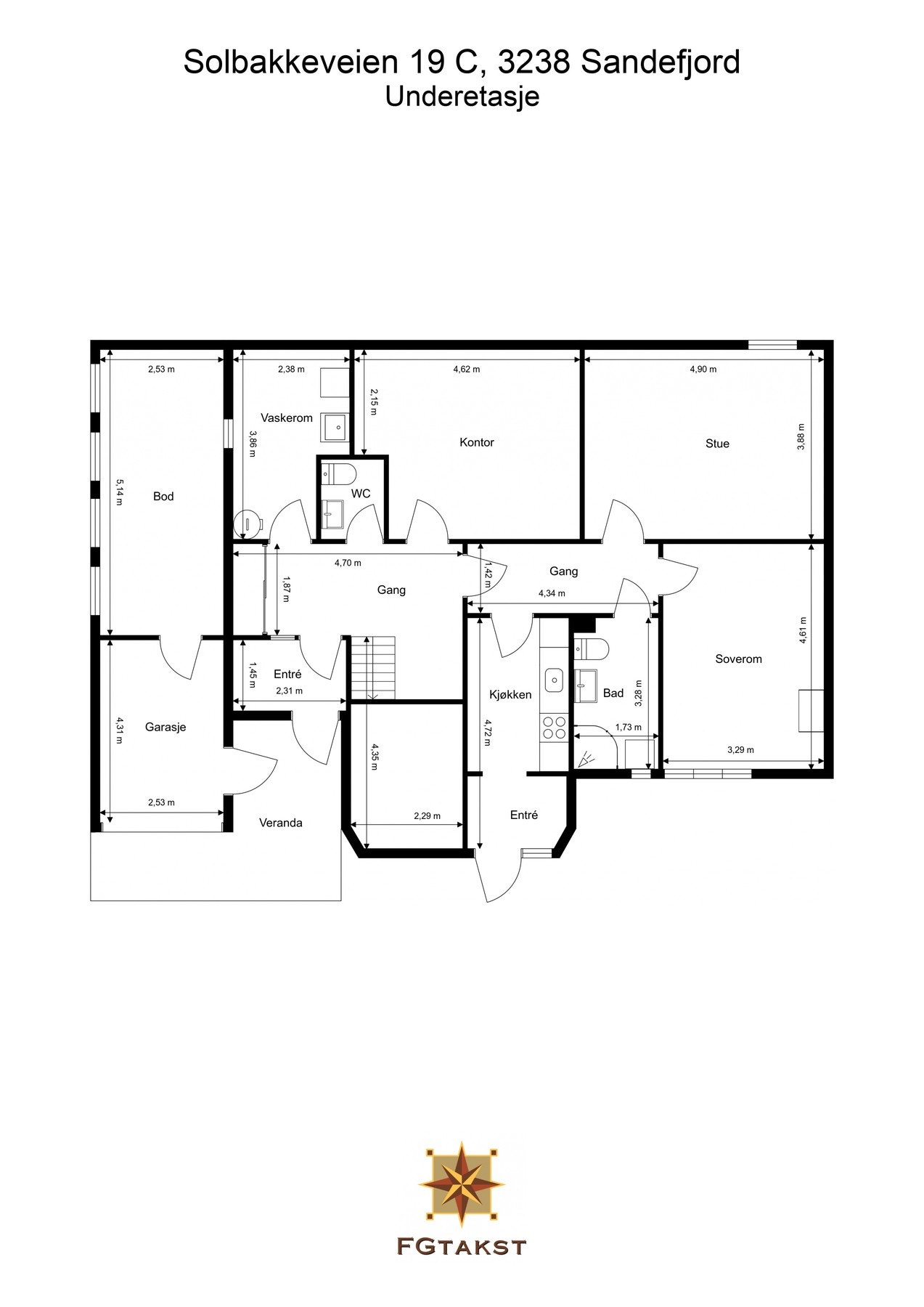 Plantegning underetasje Galleribilde