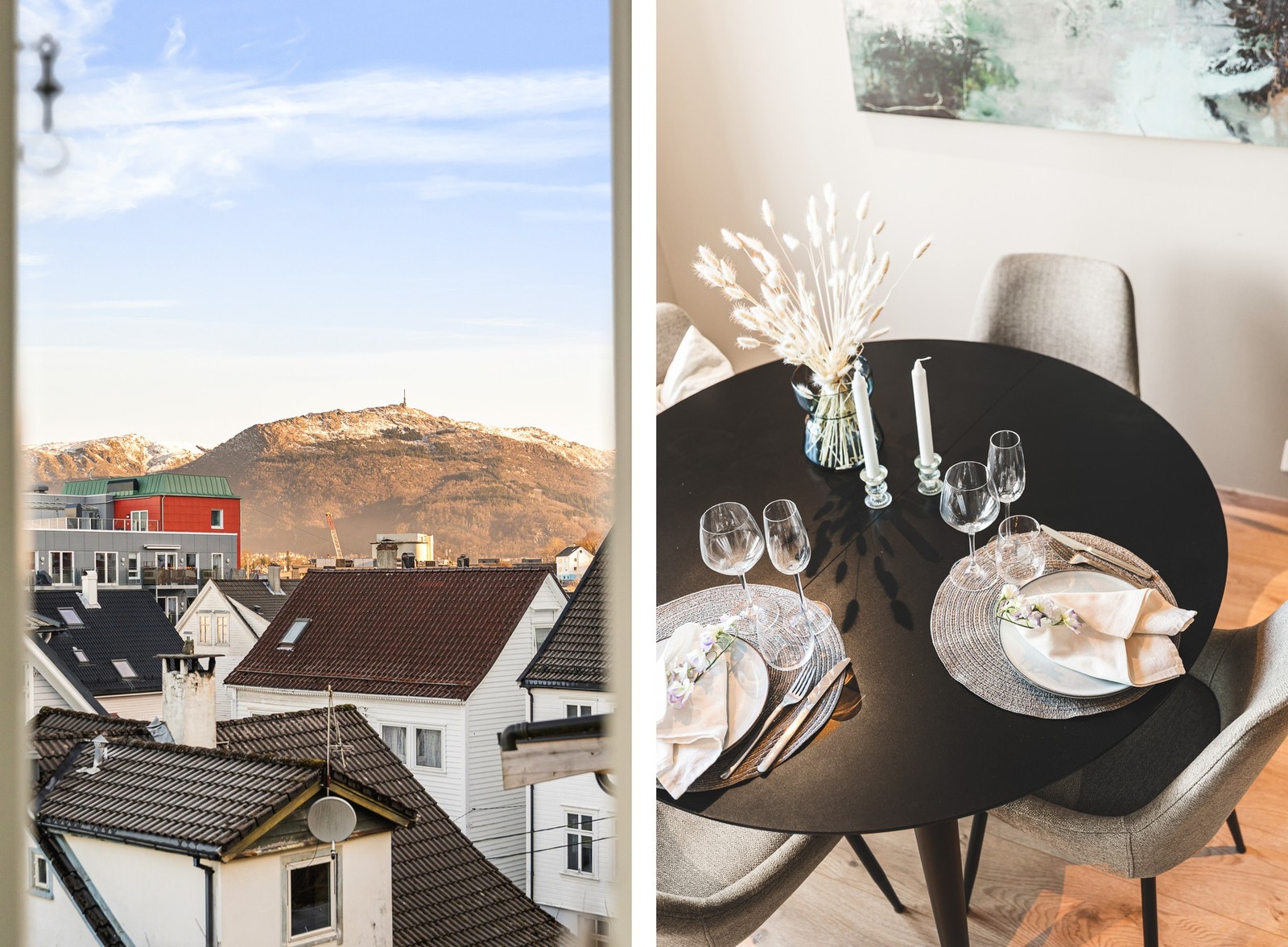 Fra spisebordet er det nydelig utsikt til Ulriken. Galleribilde