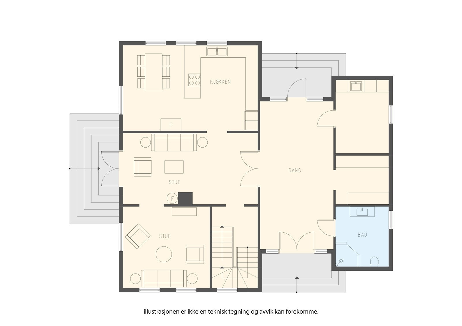 Plantegning 1. etg Galleribilde