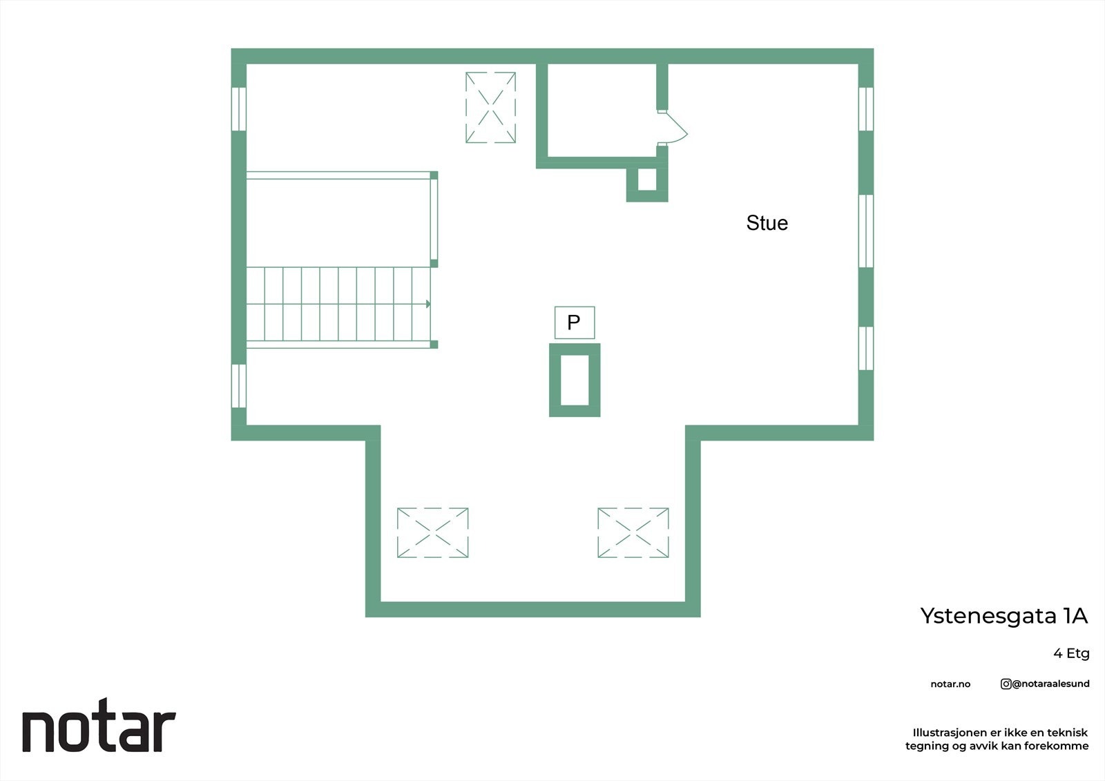 Planskisse for loftetasjen - Loftetasjen ikke er byggemeldt og godkjent til varig opphold i følge Ålesund kommune Galleribilde