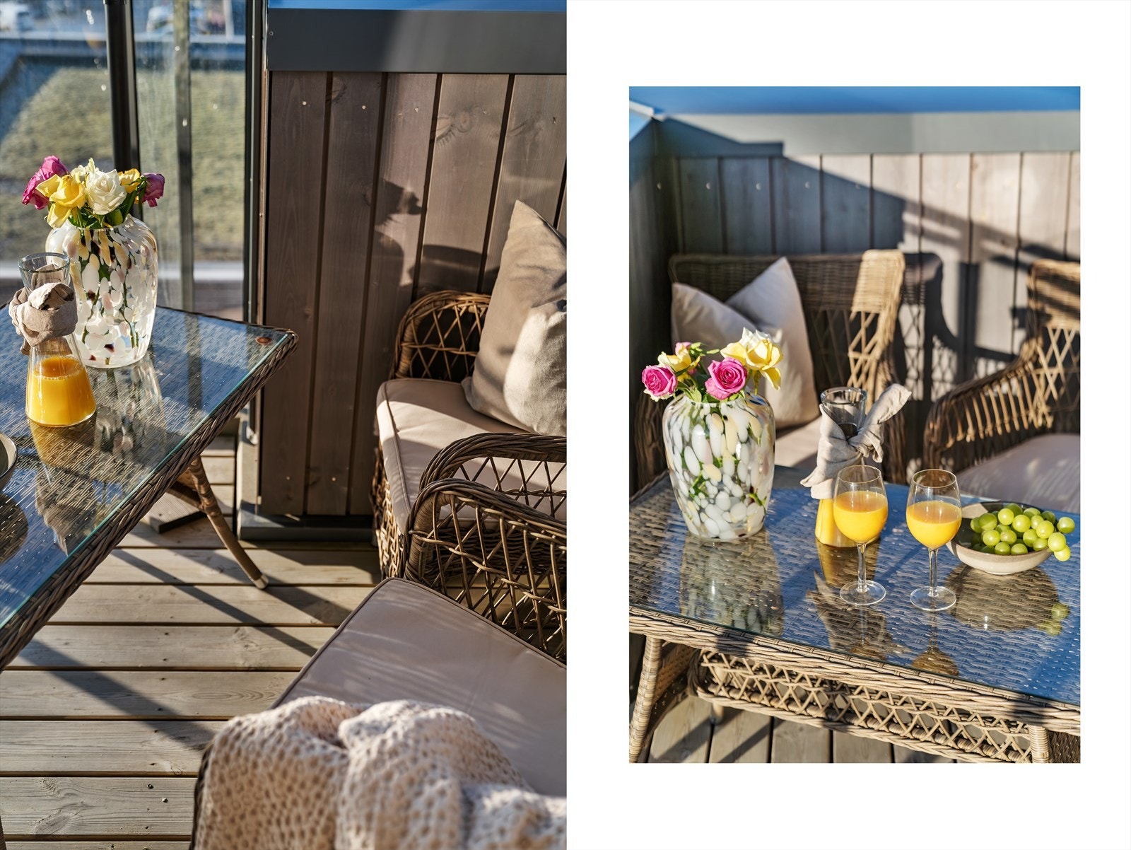 - Her kan du nyte morgenkaffen i solen og avslutte dagen med noe godt i glasset - balkongen blir en naturlig forlengelse av stuen - Galleribilde