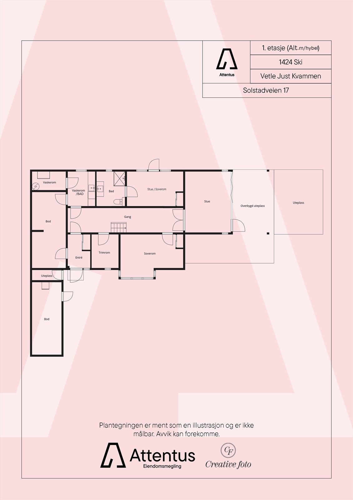 Plantegning - mulig ny 1.etasje med hybel Galleribilde