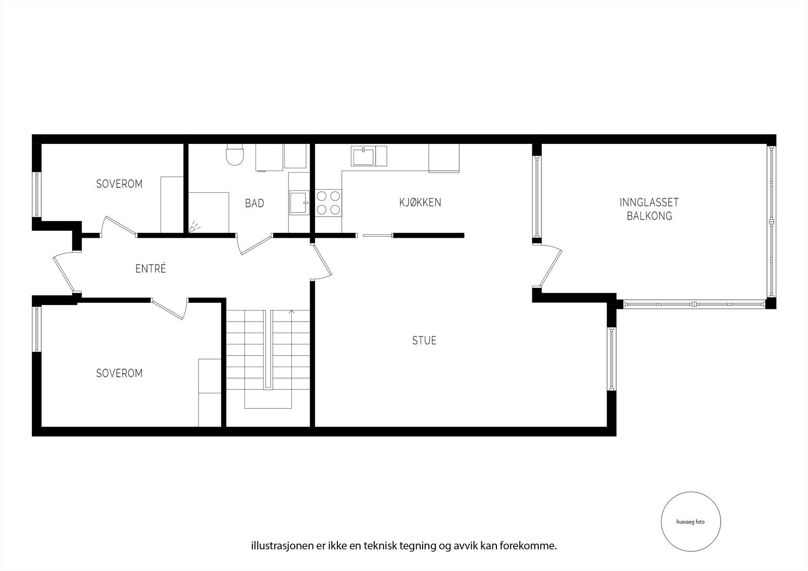 Hovedplan i 4. etg med to soverom, oppholdsrom og bad, samt stor innglasset hagestue. Bonusetasje oppe. Galleribilde
