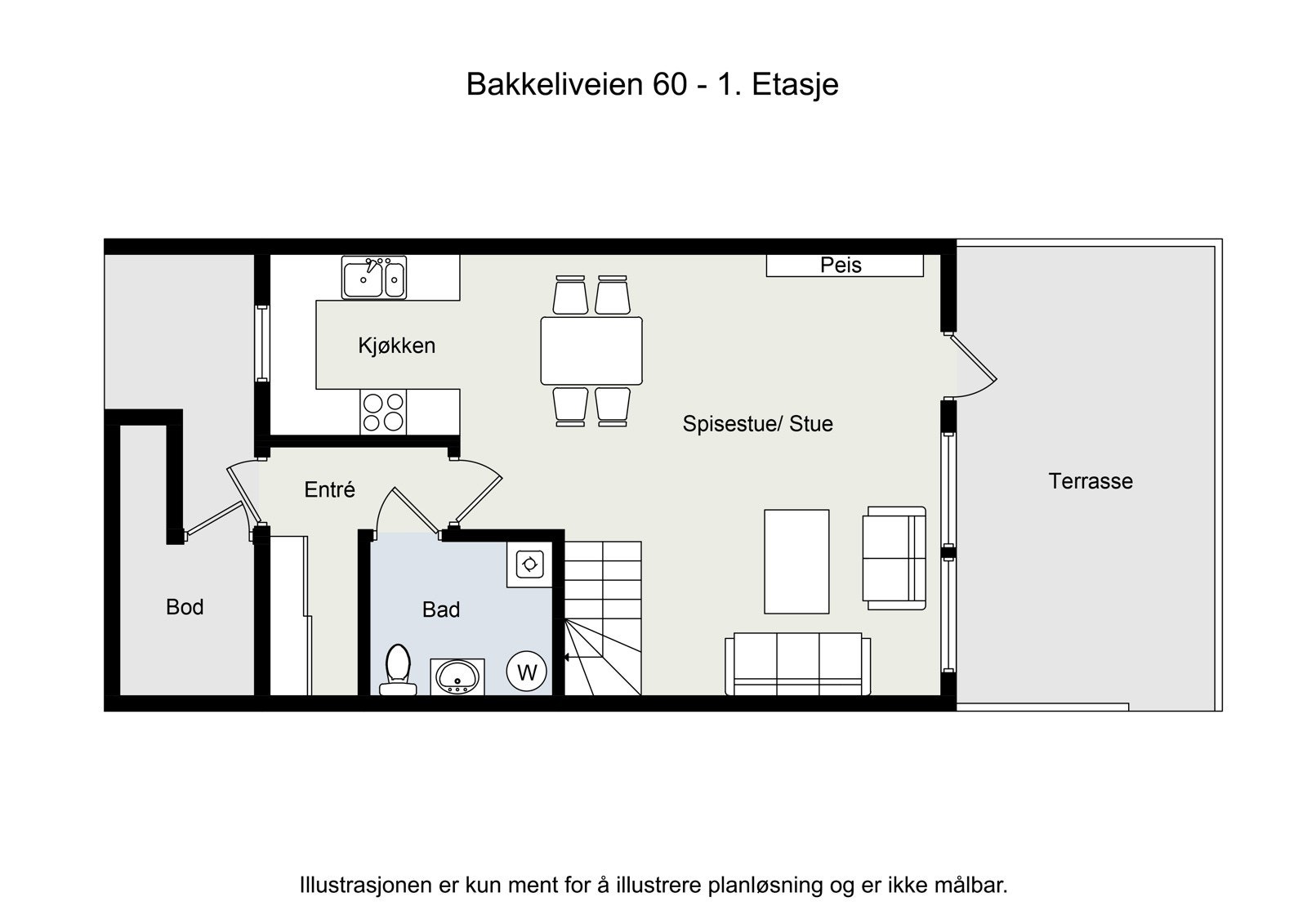 Plantegning 1. etasje Galleribilde