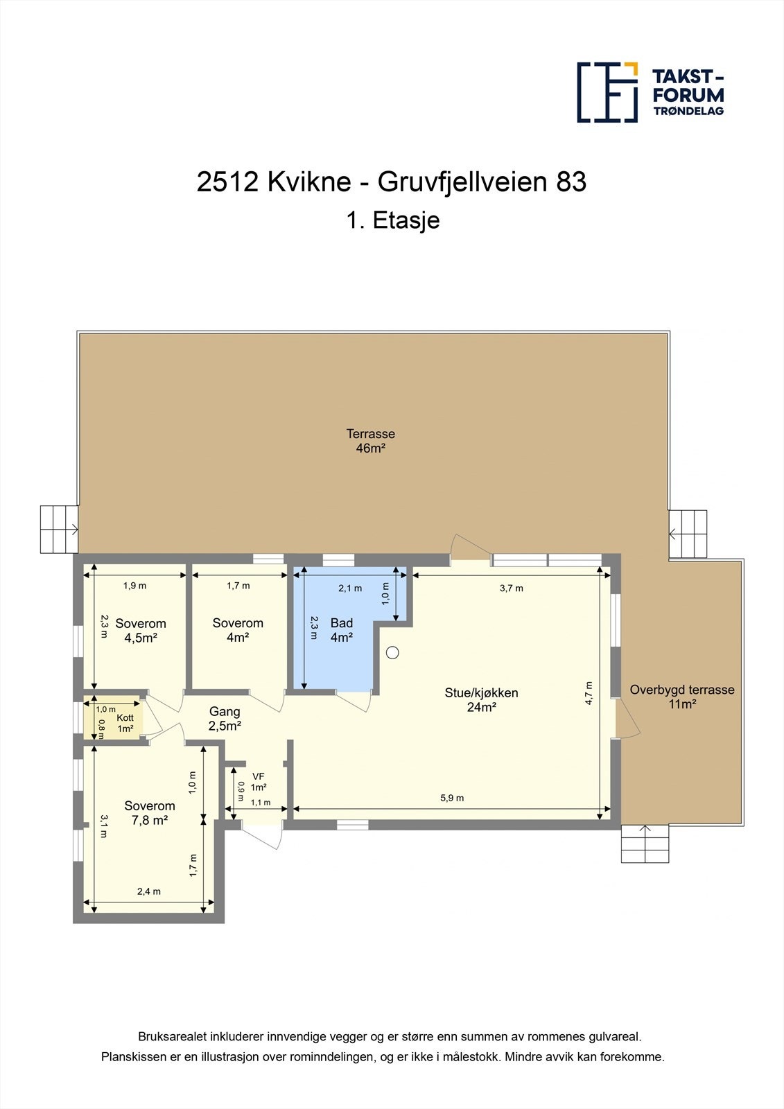 Ta en titt på planskissen og gjør deg kjent med romfordelingen! Galleribilde