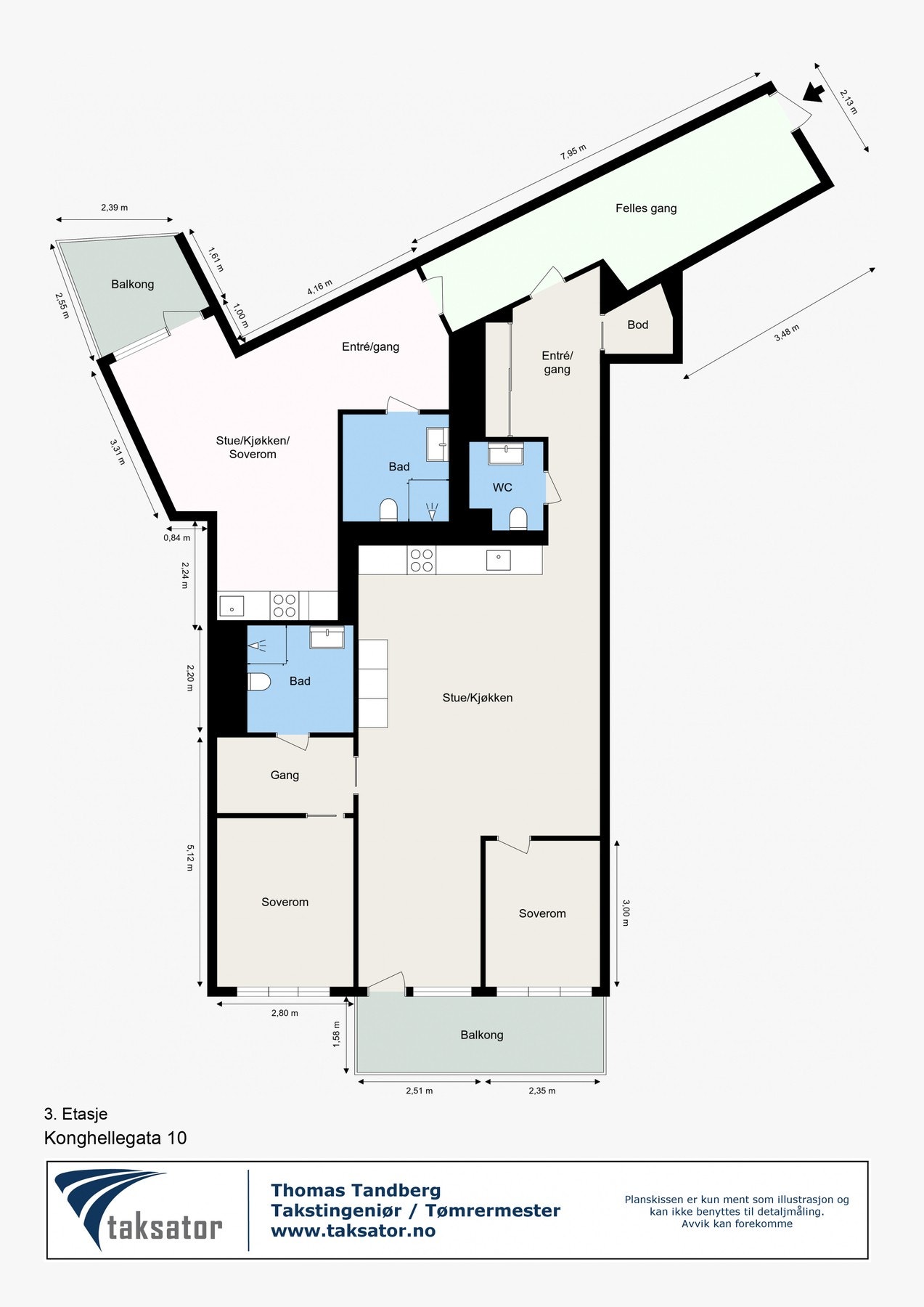 Plantegning. I tillegg disp. leiligheten en kjellerbod på ca. 6 m2. Galleribilde