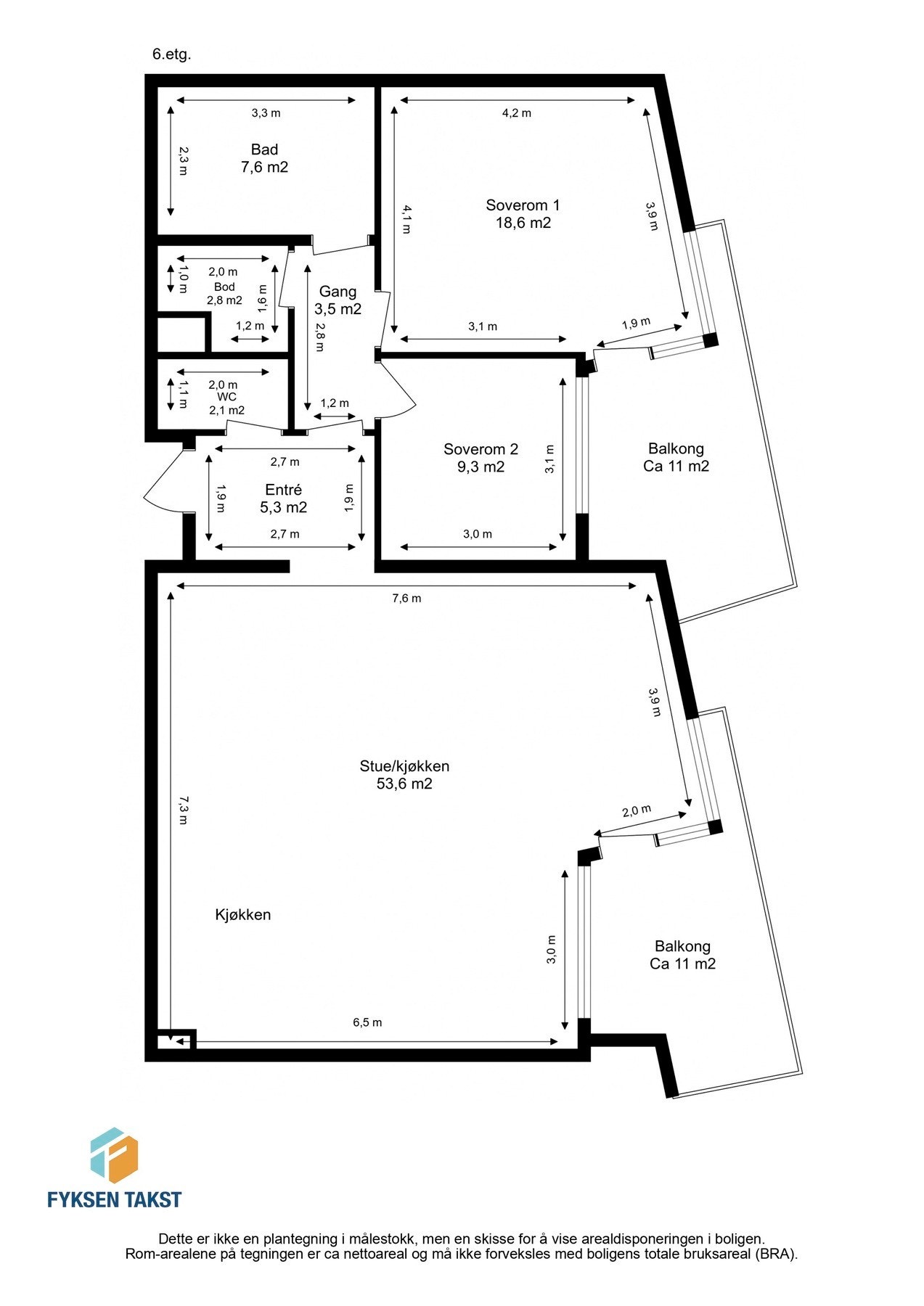 Målsatt planskisse. Galleribilde