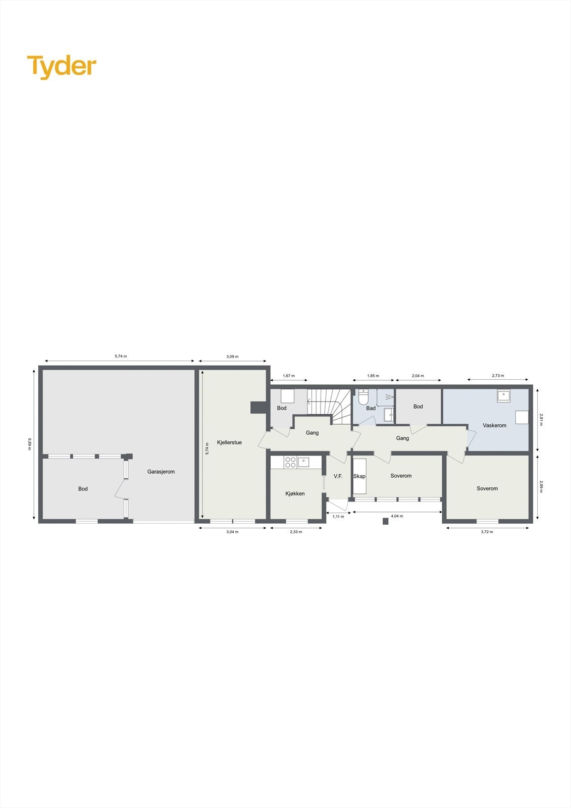 Plantegning underetasje. Galleribilde