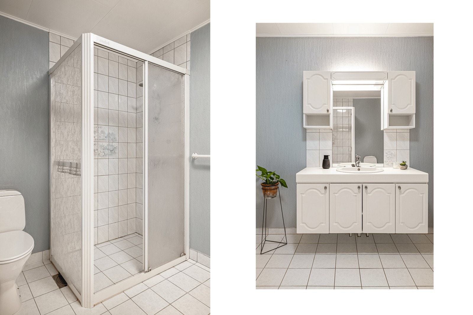 - Badet er innredet med toalett, dusjhjørne og romslig innredning med servant - Galleribilde