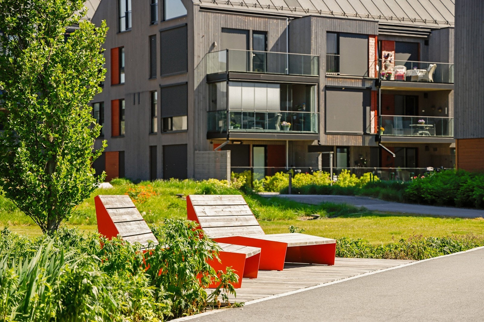 Fellesarealene har et strandmessig miljø som speiler nærheten til sjøen. Galleribilde
