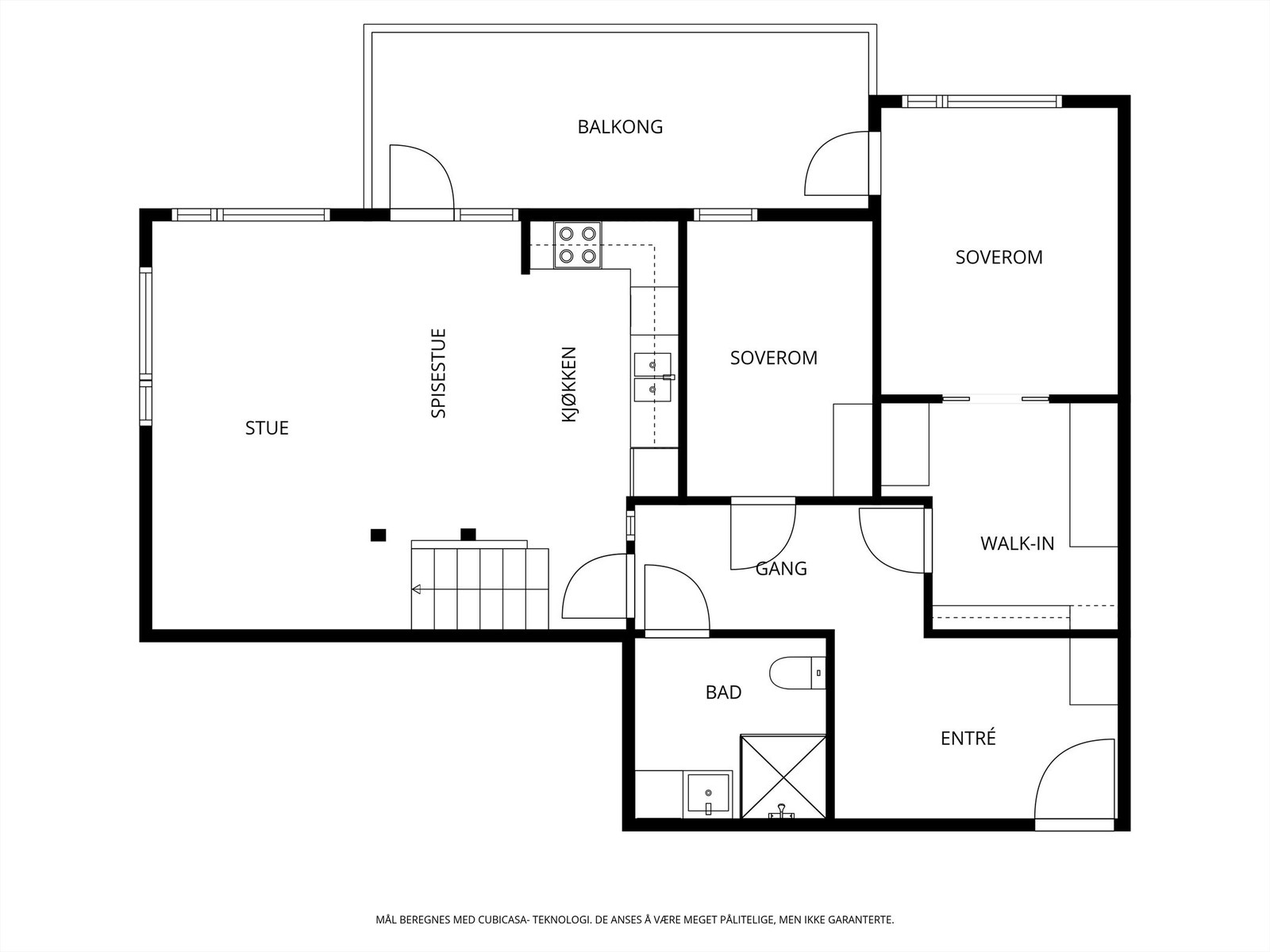Veiledende skisse av leilighetens hovedplan. Galleribilde