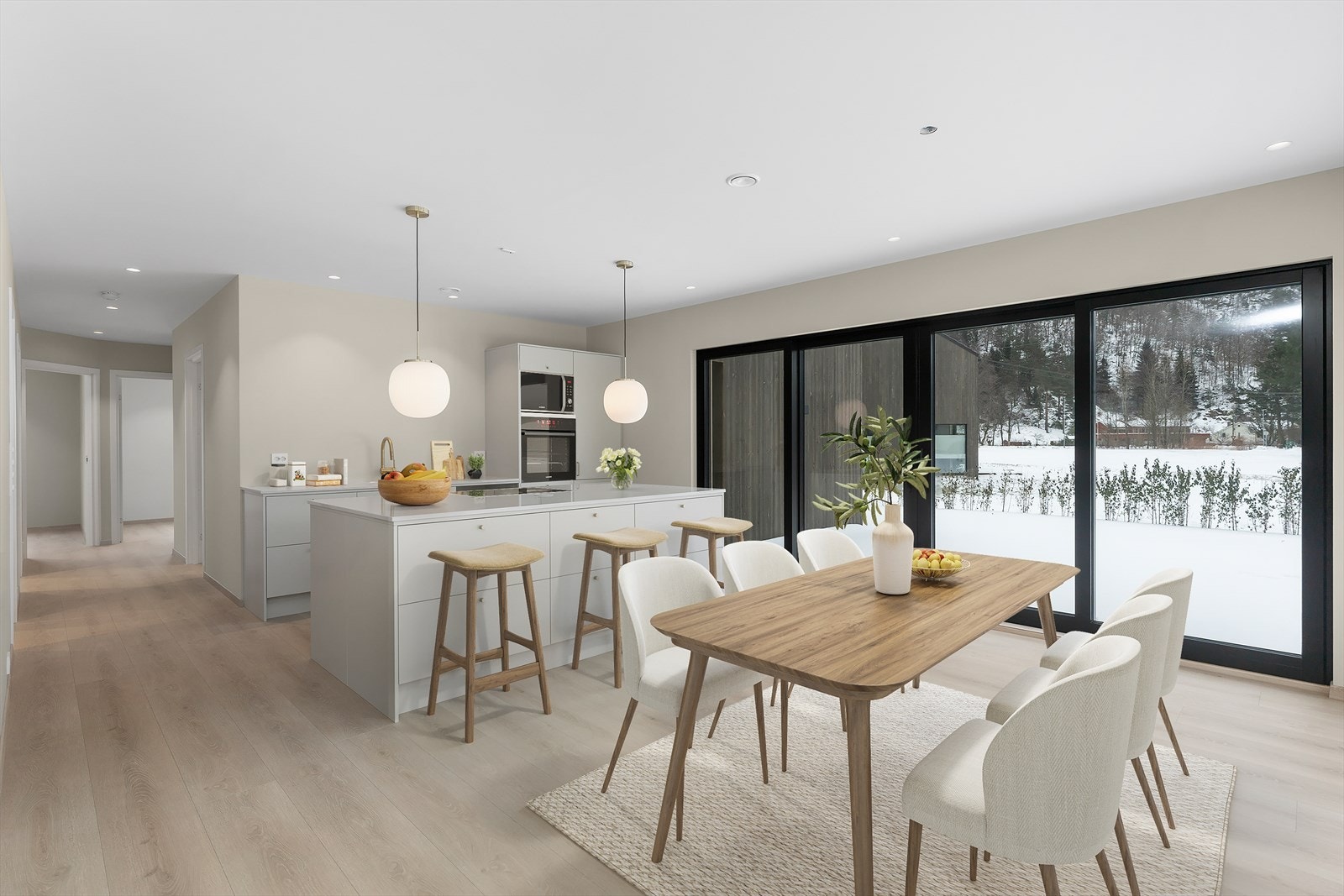 Stue kjøkken i åpen løsning (digital styling) Galleribilde