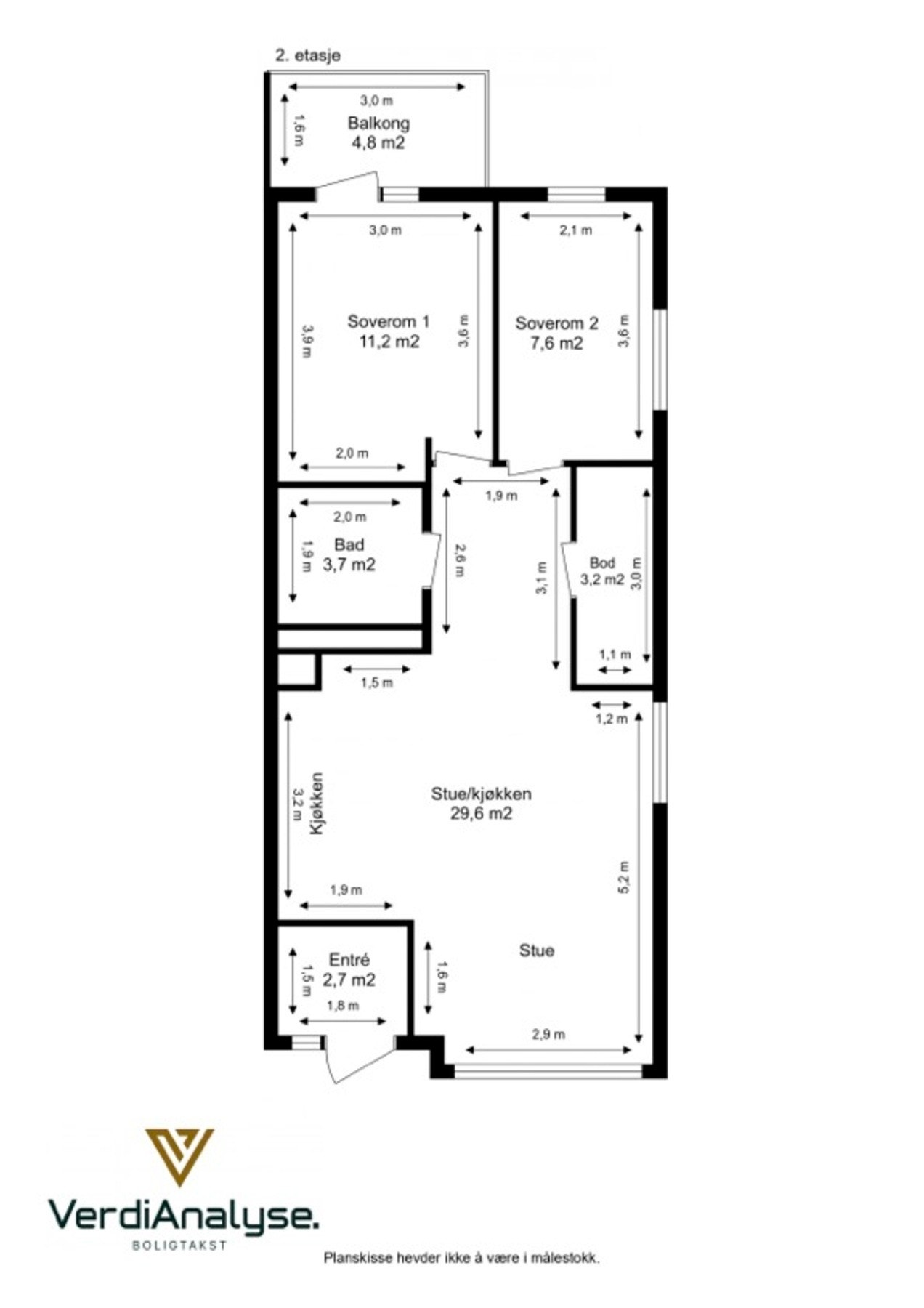 Målsatt planskisse. Galleribilde