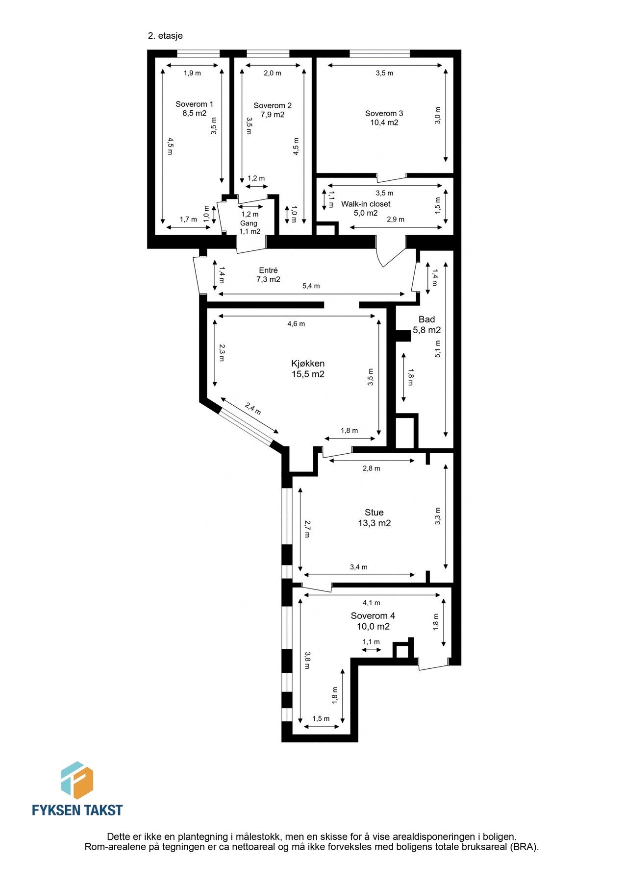 Målsatt planskisse. Galleribilde