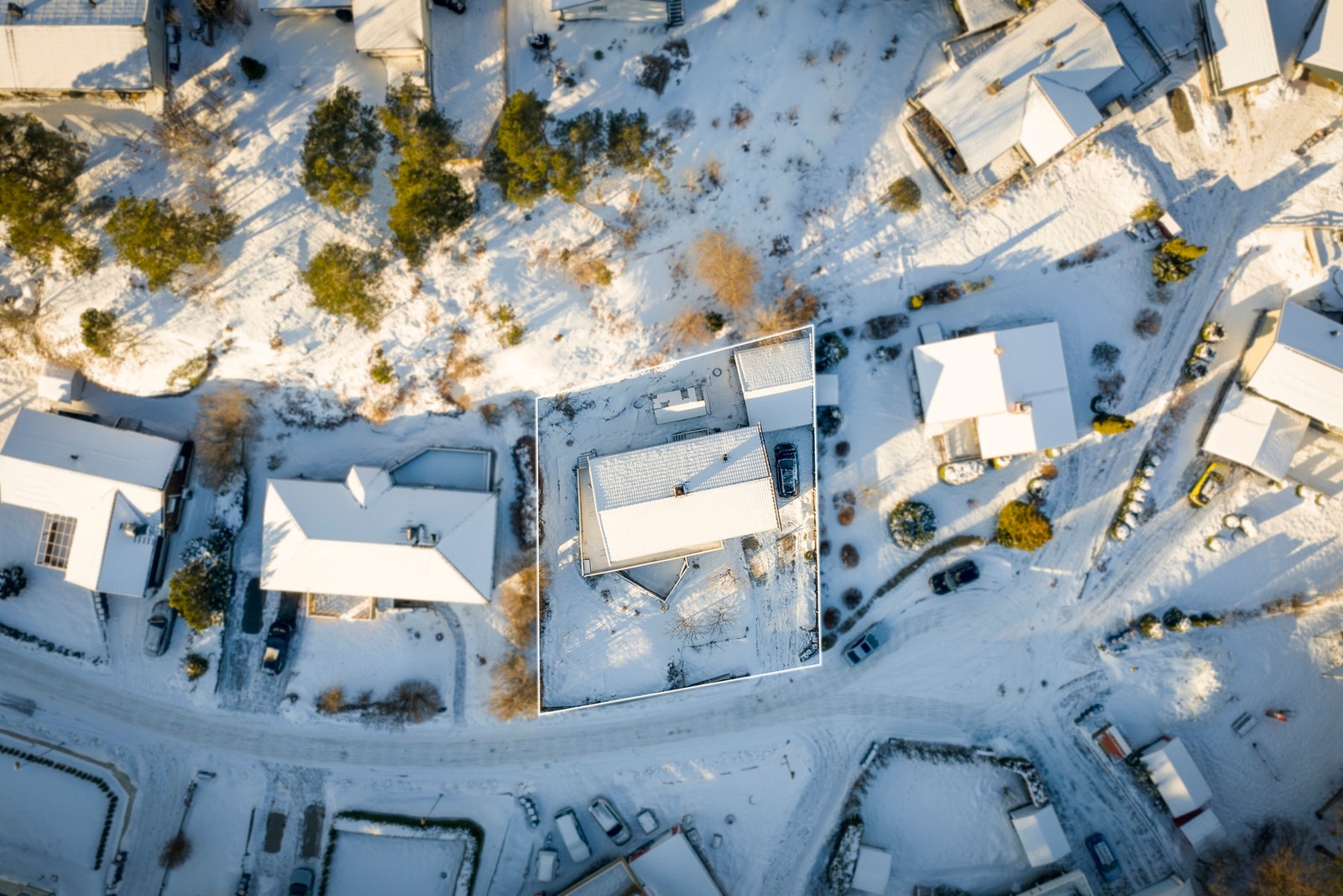 Eiendommen sett rett ovenfra Galleribilde